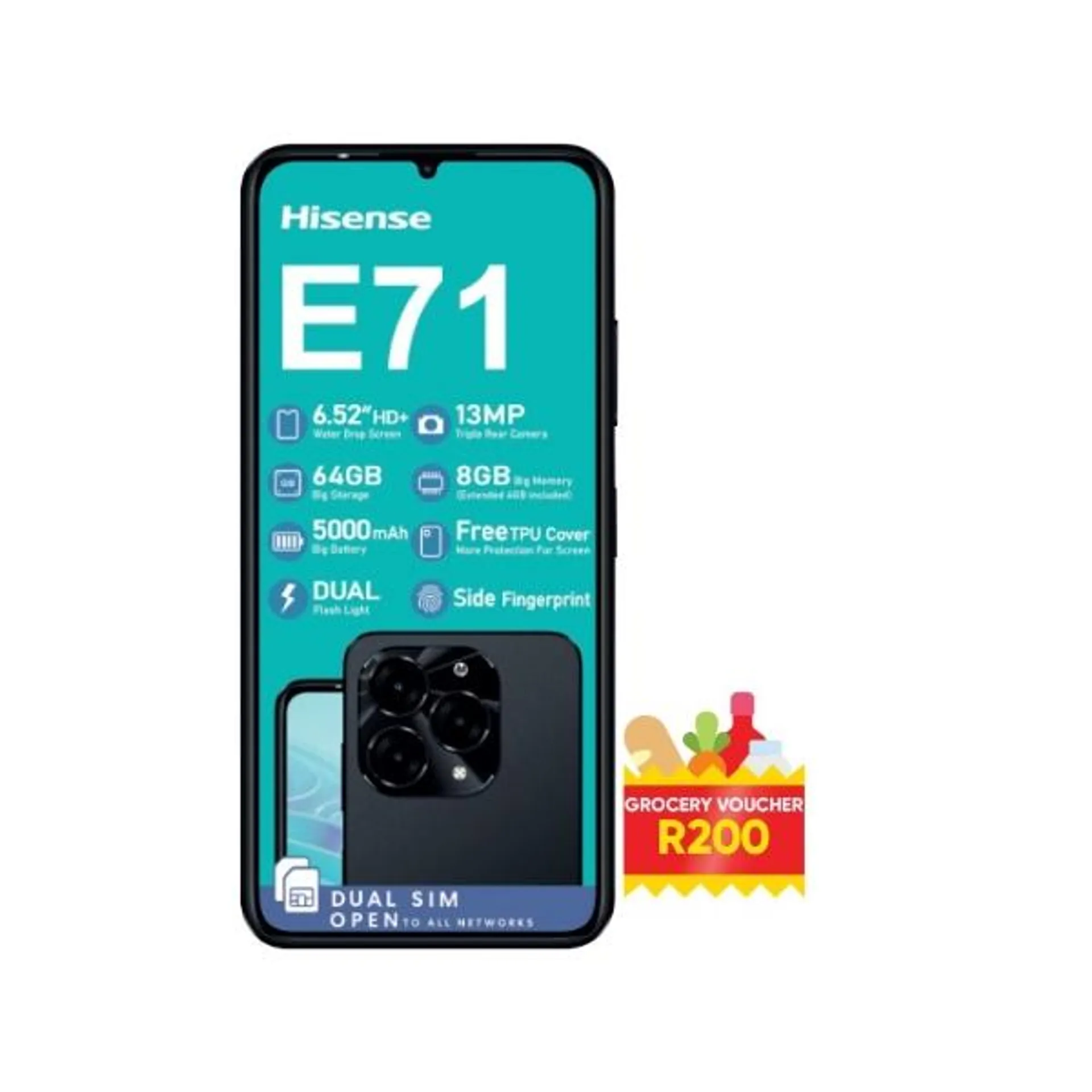 Hisense Cellphone E71 64GB with TPU Cove + R200 Voucher