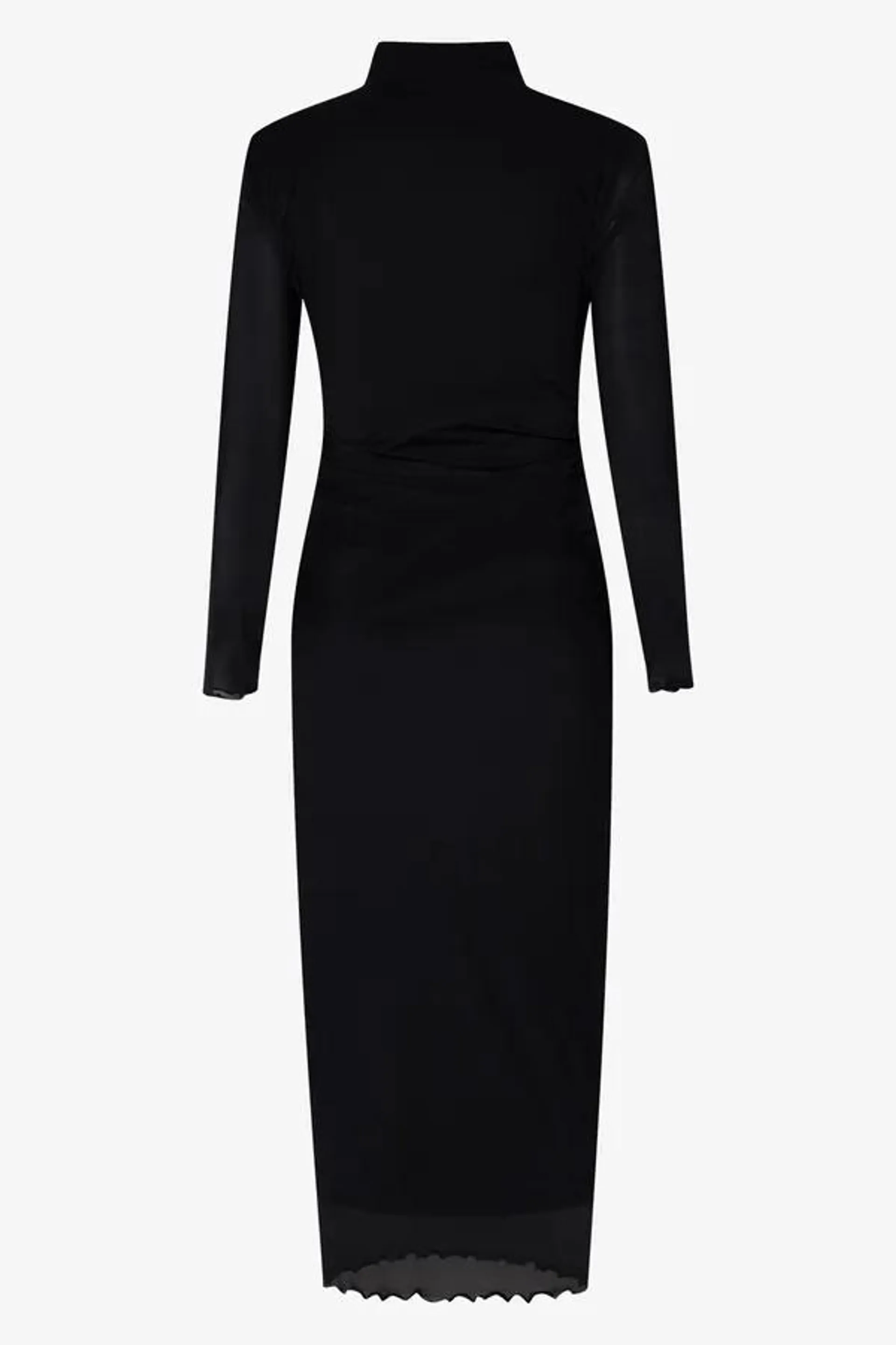 Mesh long sleeve bodycon dress black