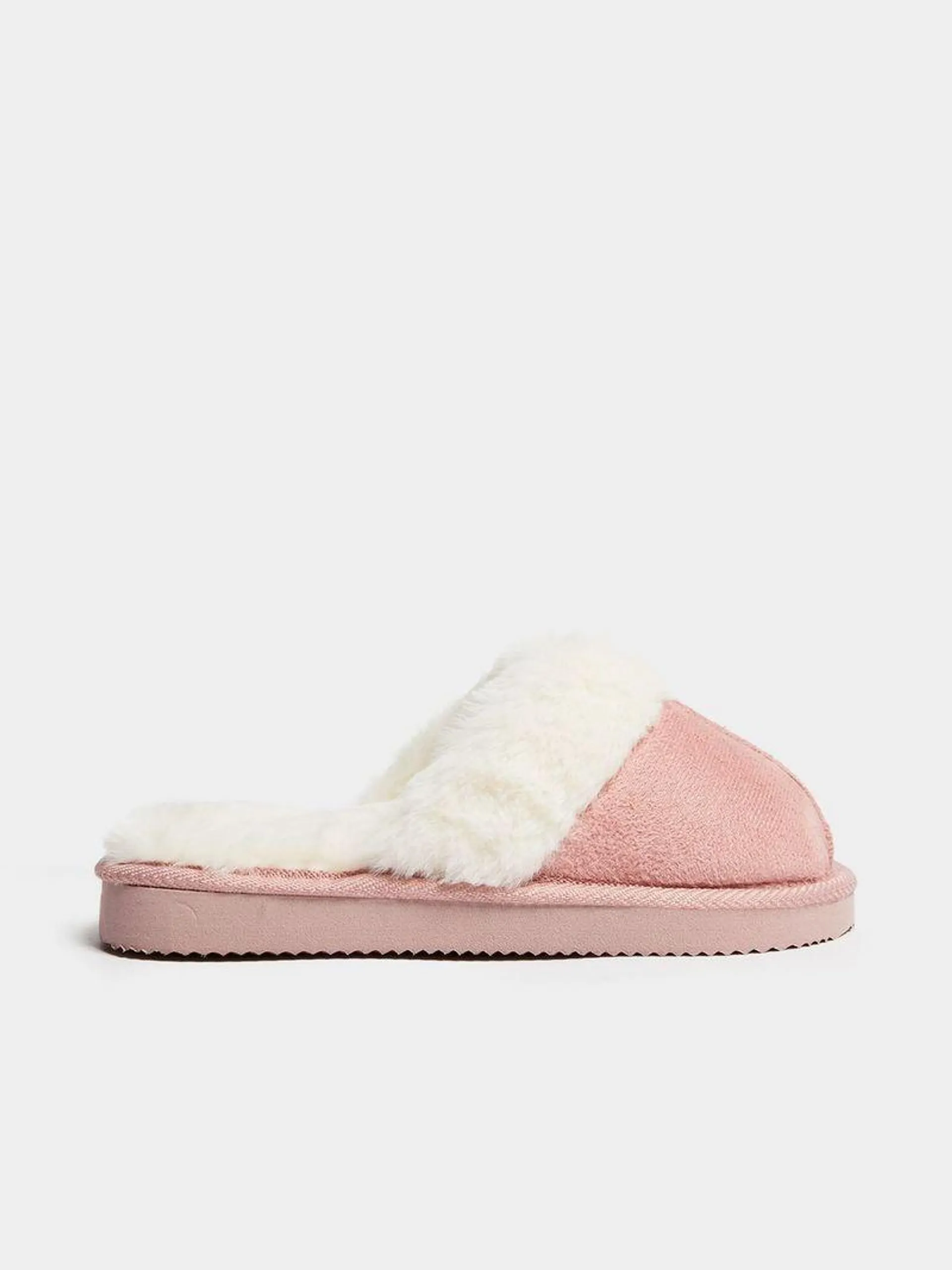 Jet Older Girls Pink Faux Fur Mule Slippers