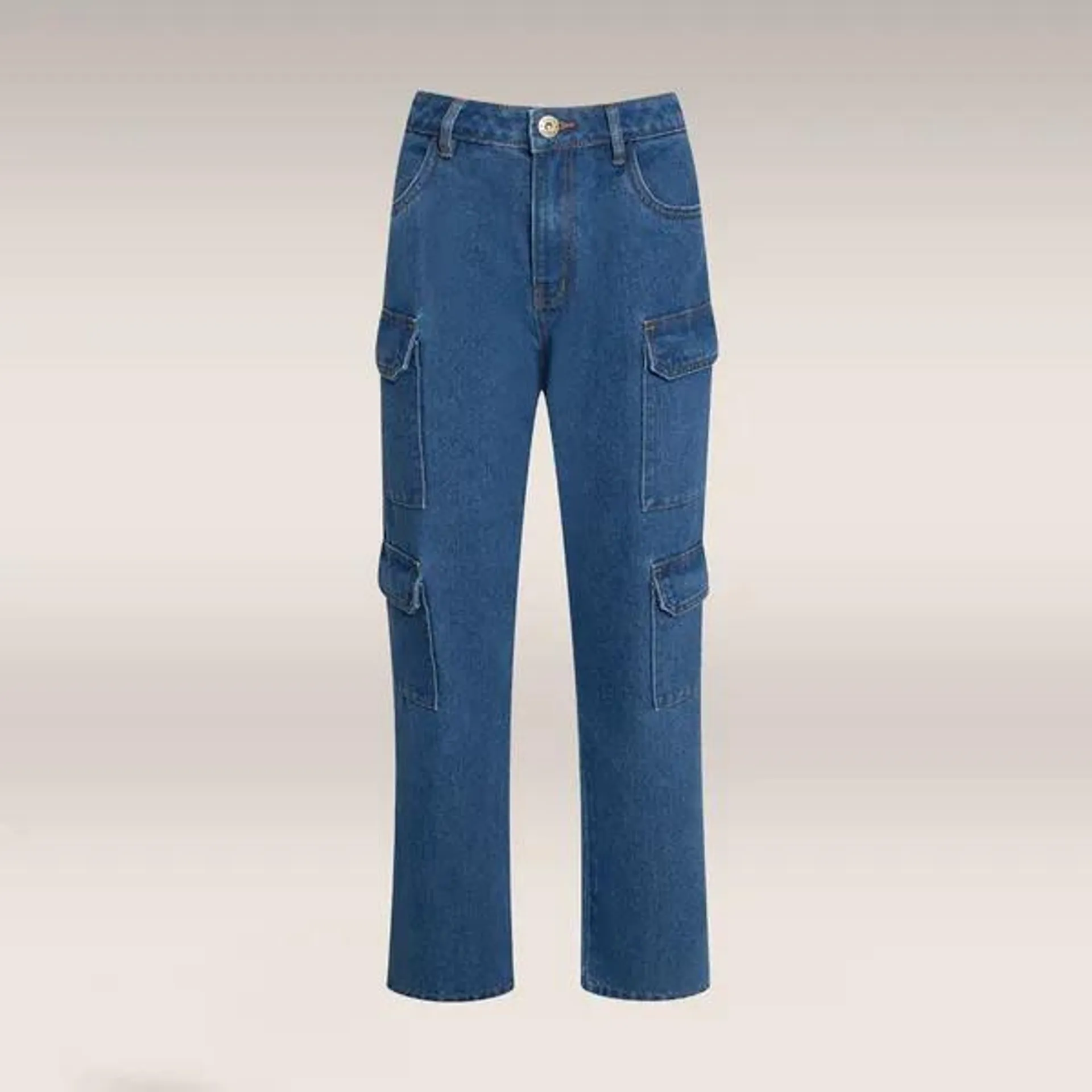 Utility wide leg denim jeans blue