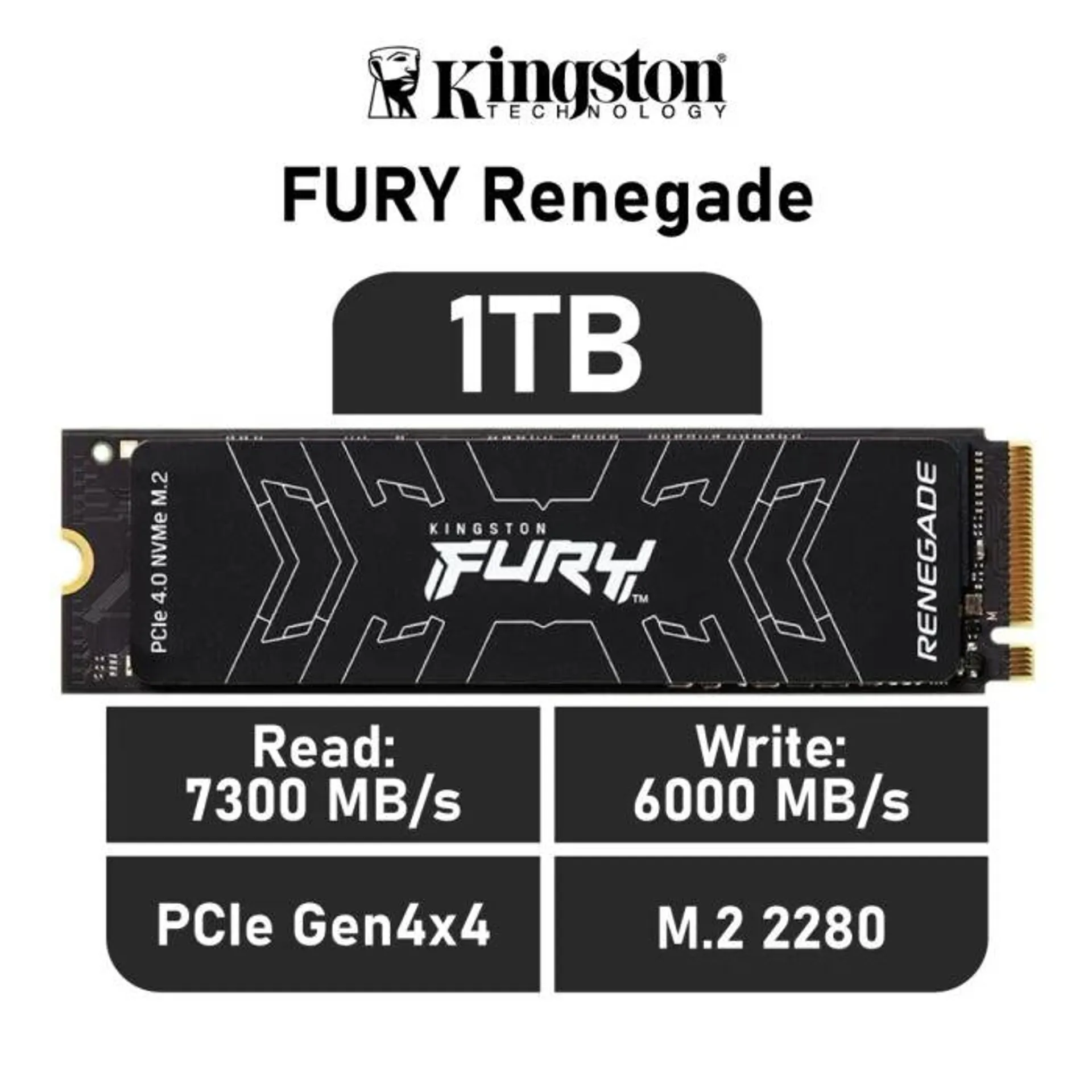 Kingston FURY Renegade 1TB PCIe Gen4x4 SFYRS/1000G M.2 2280 Solid State Drive