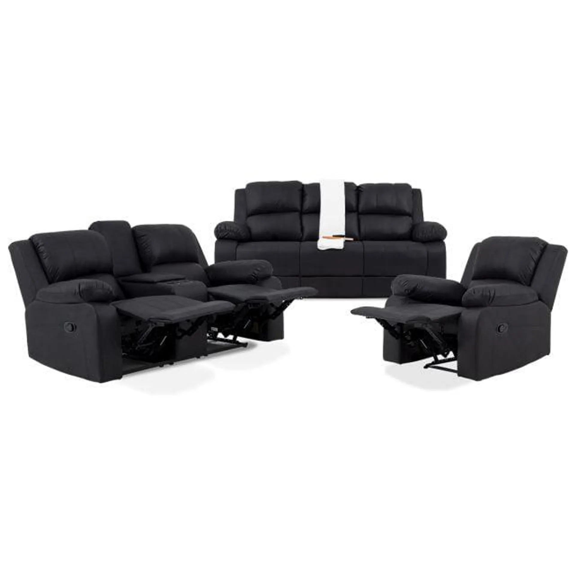 Jamine Leather Touch 3 Seater Lounge Suite with Recliners