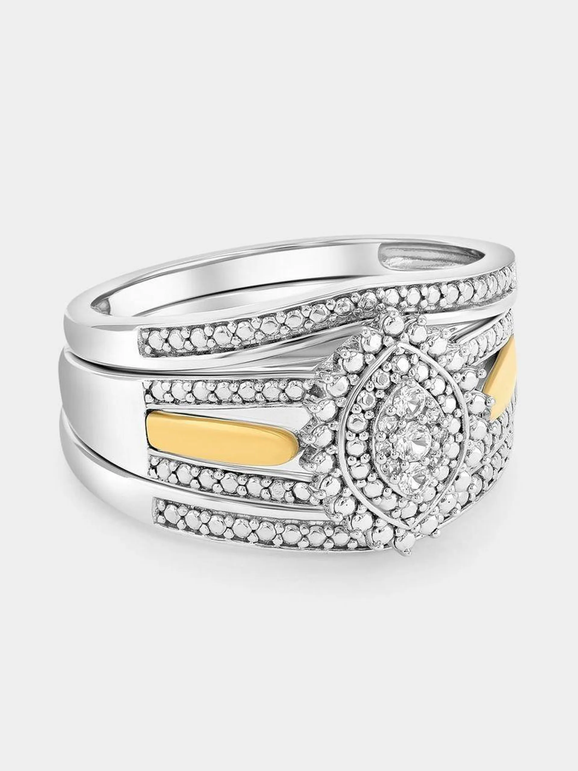 Marq Ladies Diamond Silver Alana Trip Ring