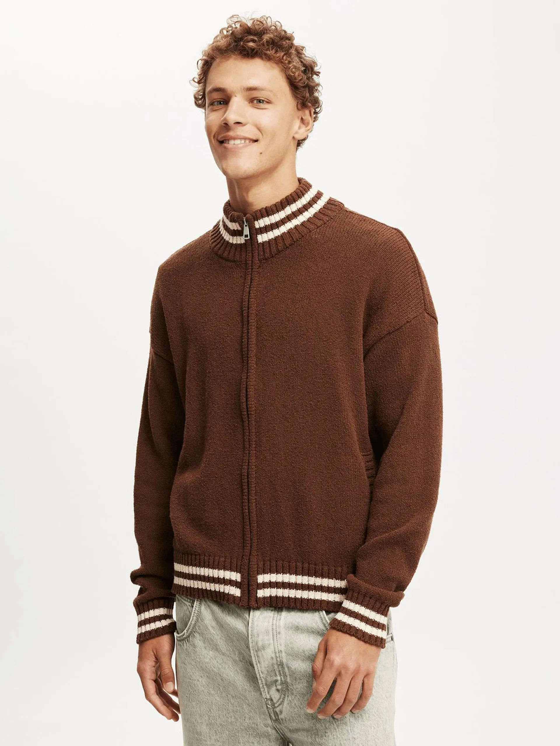 Men's Cotton On Brown Knitted Bomber