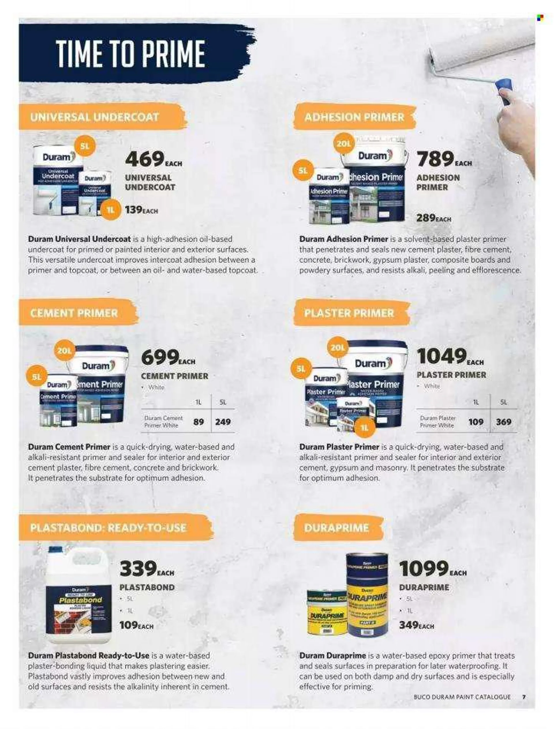 BUCO catalogue  - 01/07/2022 - 31/08/2022 - Sales products - paint, oil, Duram, plaster primer. Page 7.