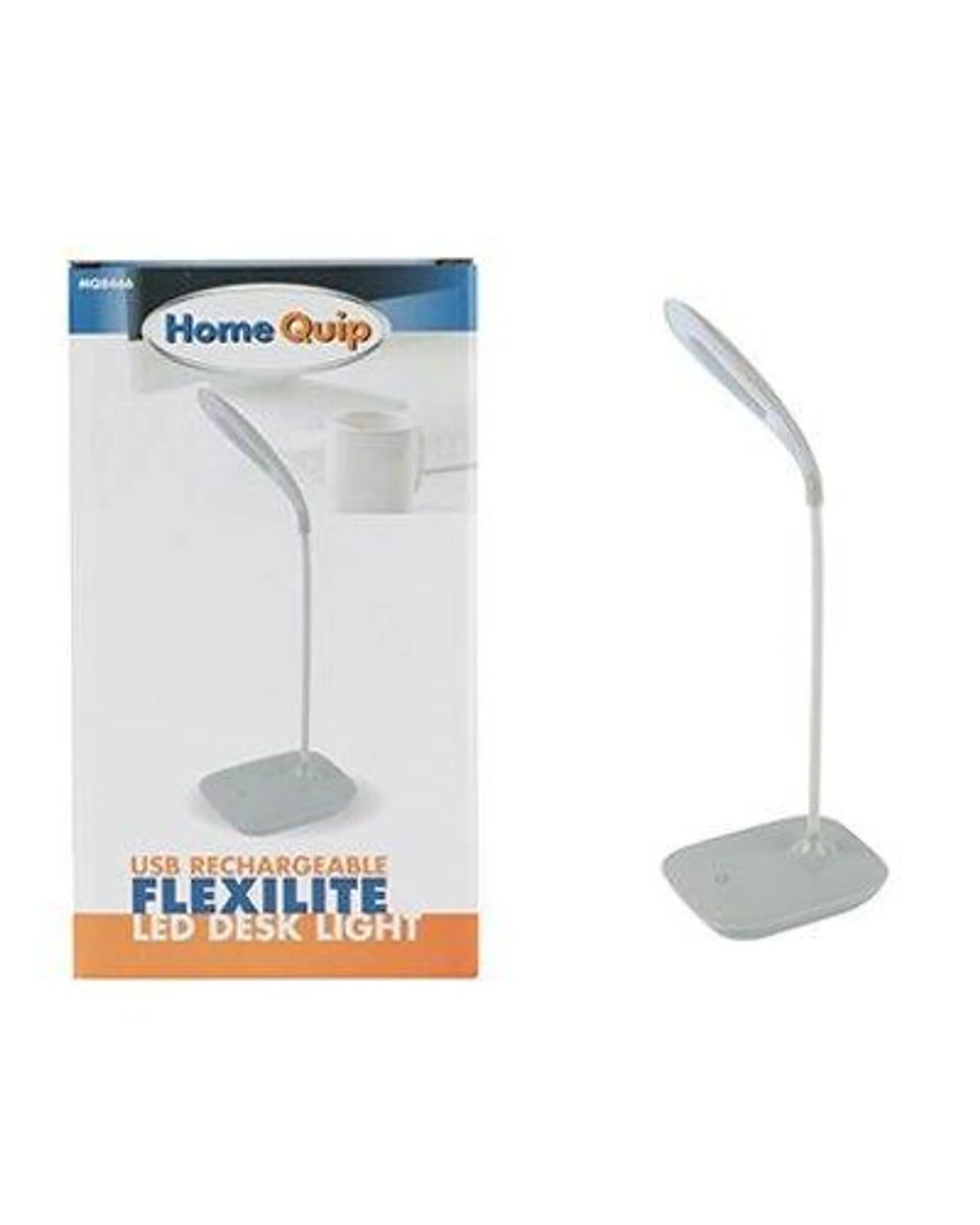 HomeQuip Flexilite Usb Rechargeable Flexible Desk Light (Grey)
