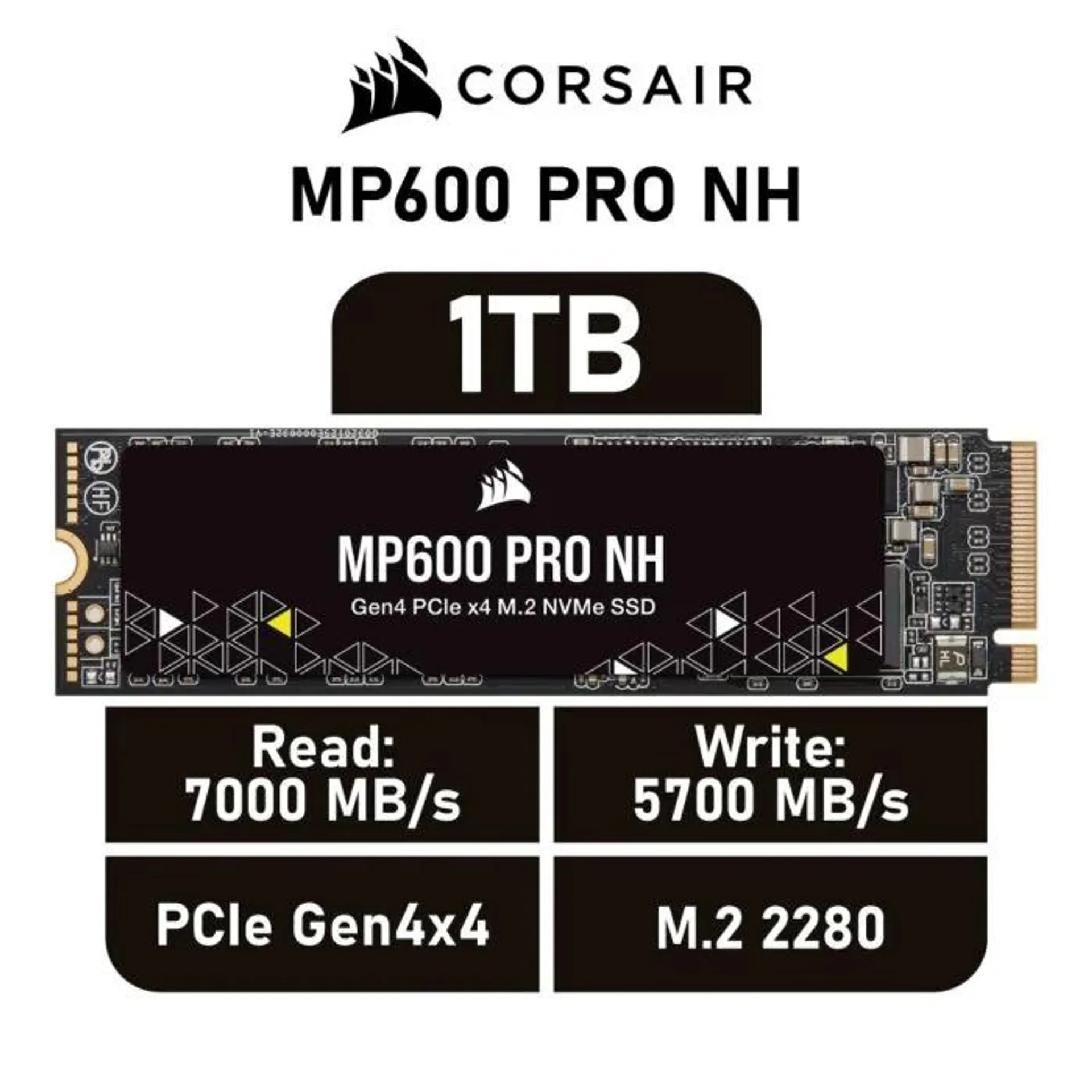 CORSAIR MP600 PRO NH 1TB PCIe Gen4x4 CSSD-F1000GBMP600PNH M.2 2280 Solid State Drive