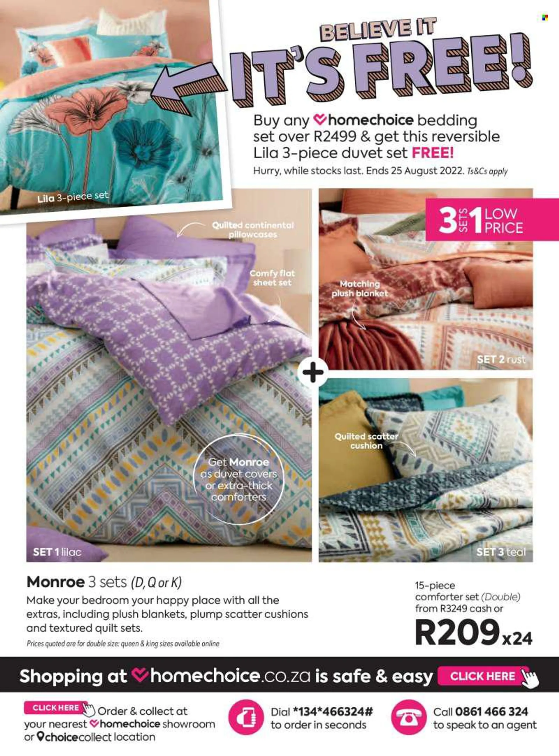 HomeChoice catalogue  - 01/08/2022 - 31/08/2022 - Sales products - cushion, bedding, blanket, duvet, comforter, pillowcases, quilt. Page 140.