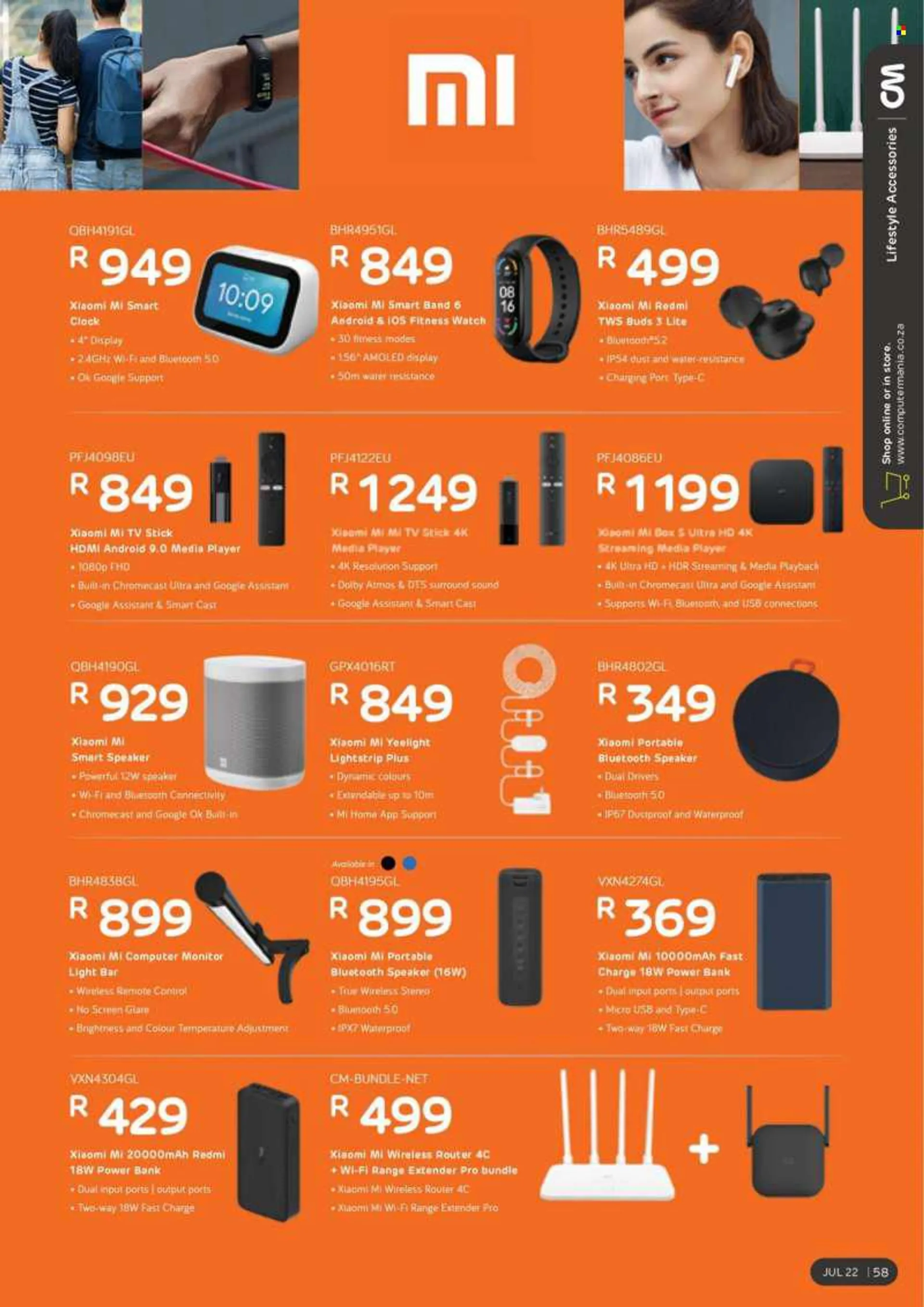 Computer Mania catalogue  - 01/07/2022 - 31/07/2022 - Sales products - Xiaomi, range extender, router, power bank, fitness smart watch, smartband, computer, monitor, UHD TV, ultra hd, media player, speaker, bluetooth speaker, remote control, streaming med