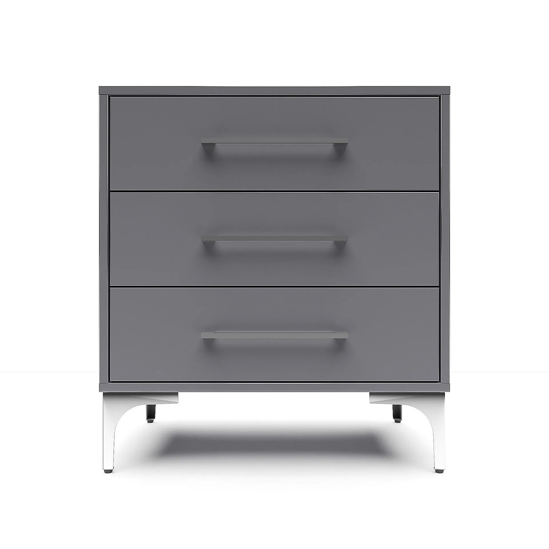 BAM! High Gloss Three Drawer Bedside Table - Storm Grey