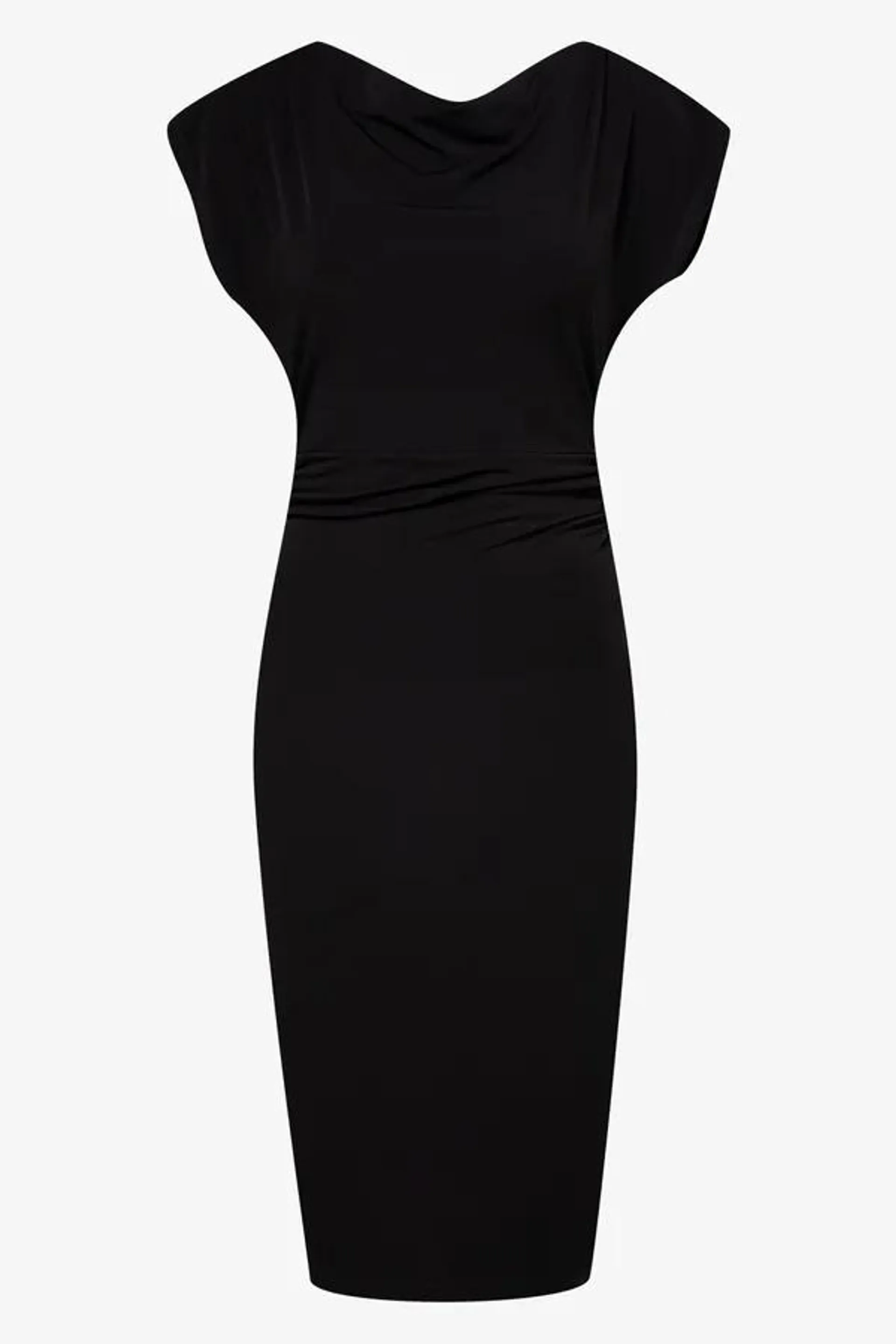 Ruched bodycon dress black