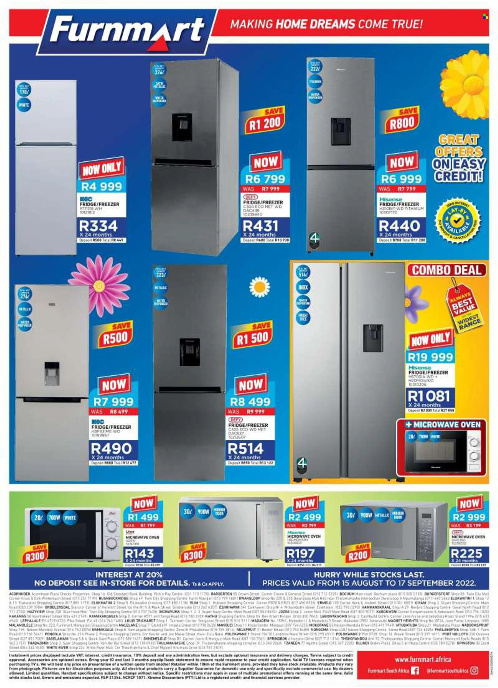 Furnmart catalogue  - 15/08/2022 - 17/09/2022 - Sales products - mirror, WD, TV, freezer, refrigerator, fridge, oven, microwave oven, water dispenser. Page 8.