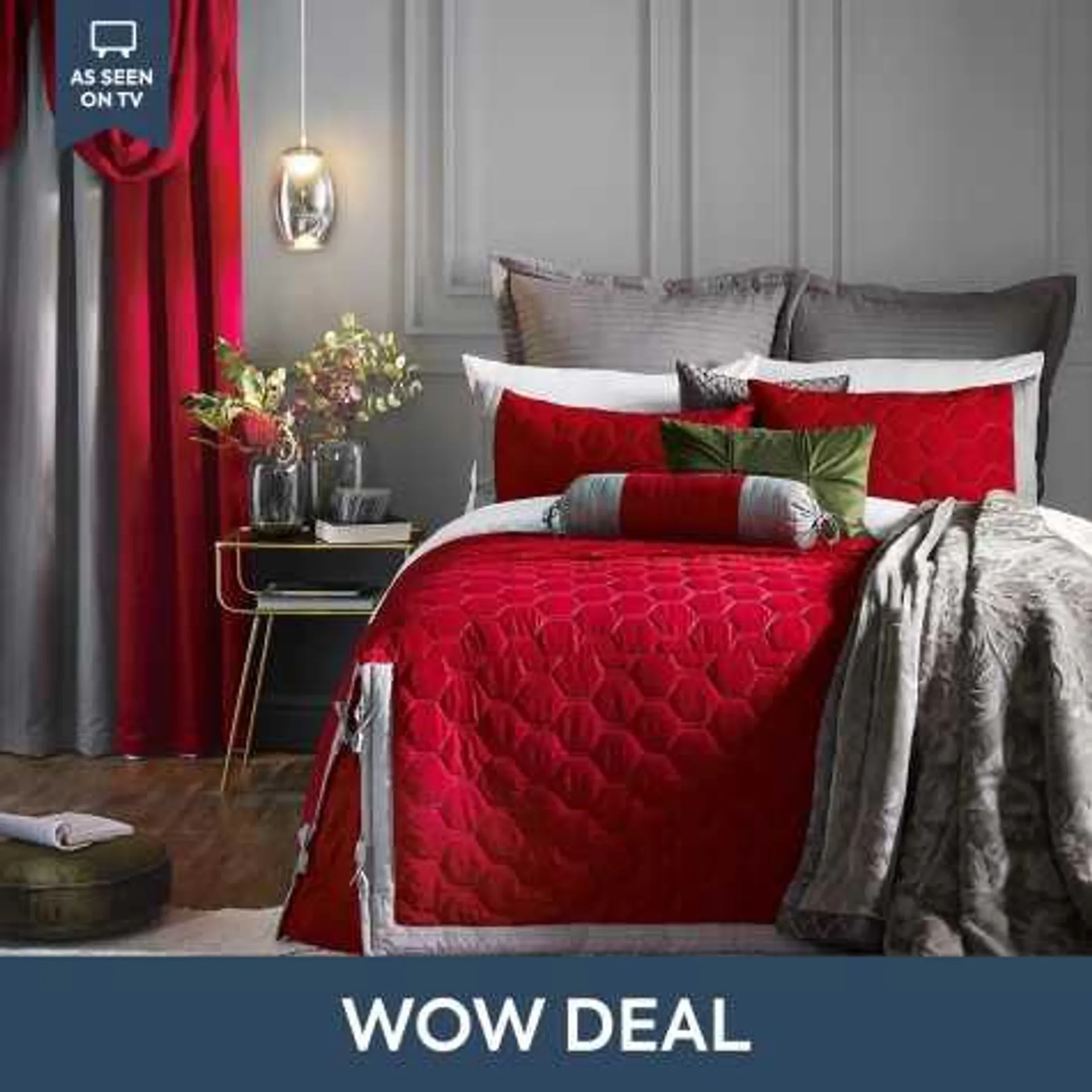 Calista Red Fitted Bedcover Set