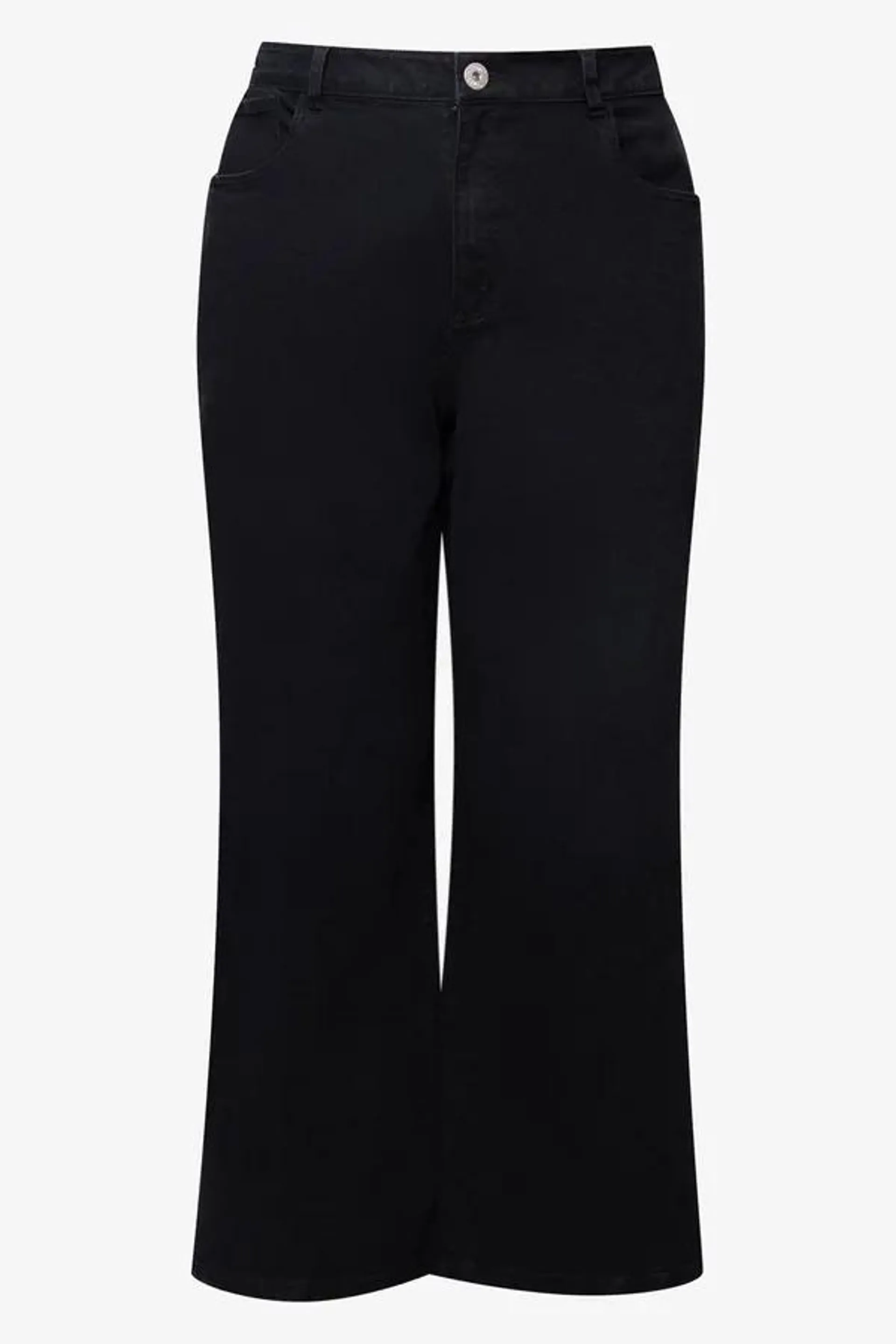 High waist wide leg denim jeans black