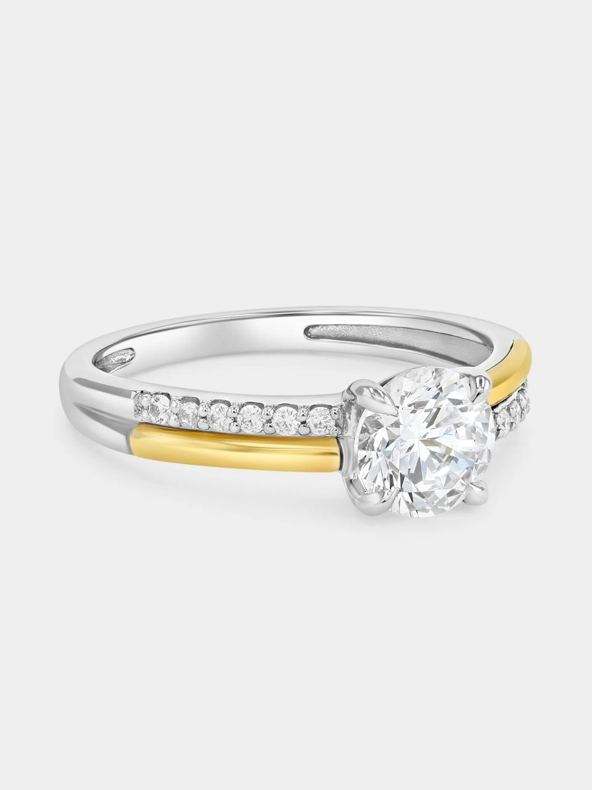 Yellow Gold & Sterling Silver Moissanite Round Solitaire Ring