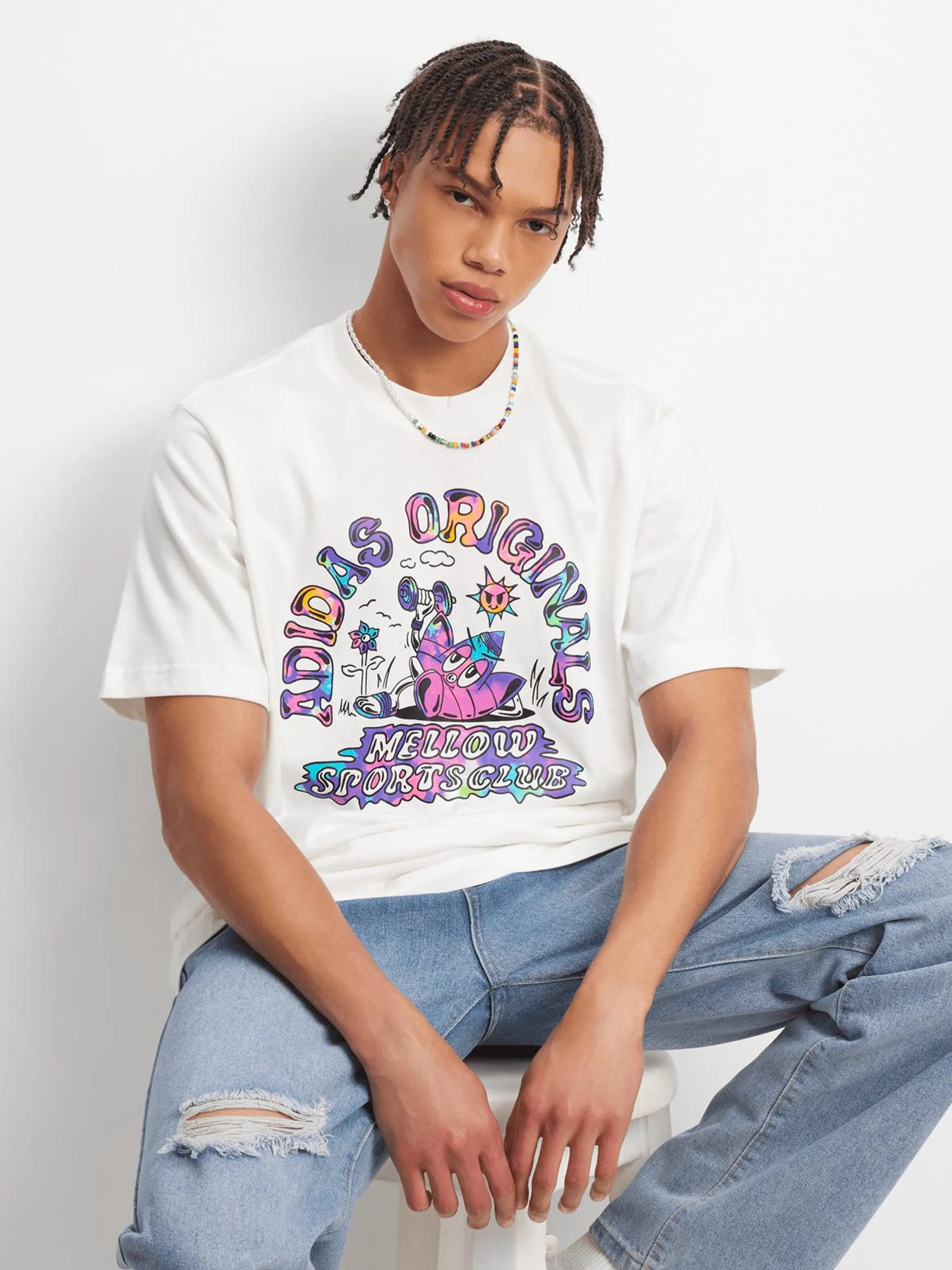 adidas Originals Men's Tie-Dyed White T-Shirt