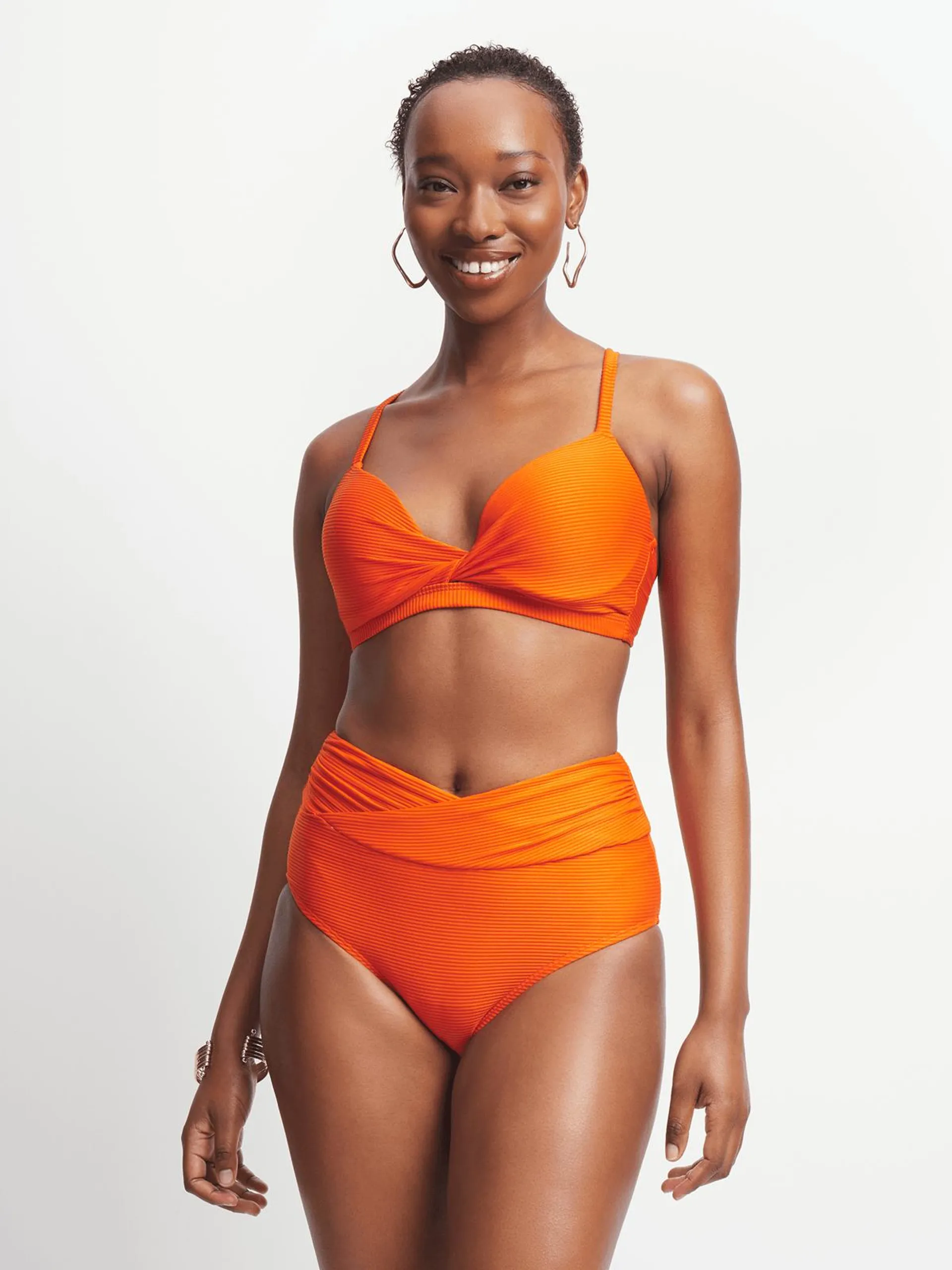 Jet Women's Orange Ribbed Bikini Bottom