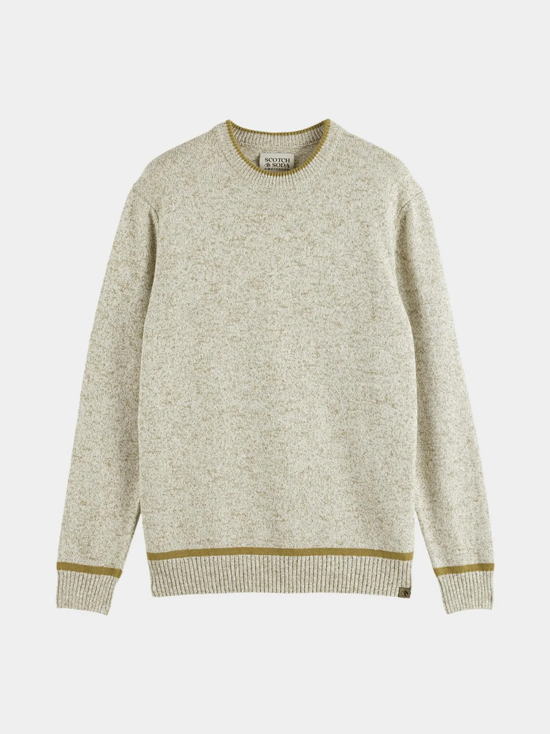 Men's Scotch & Soda Cream Regular Crew Neck Cotton Blend