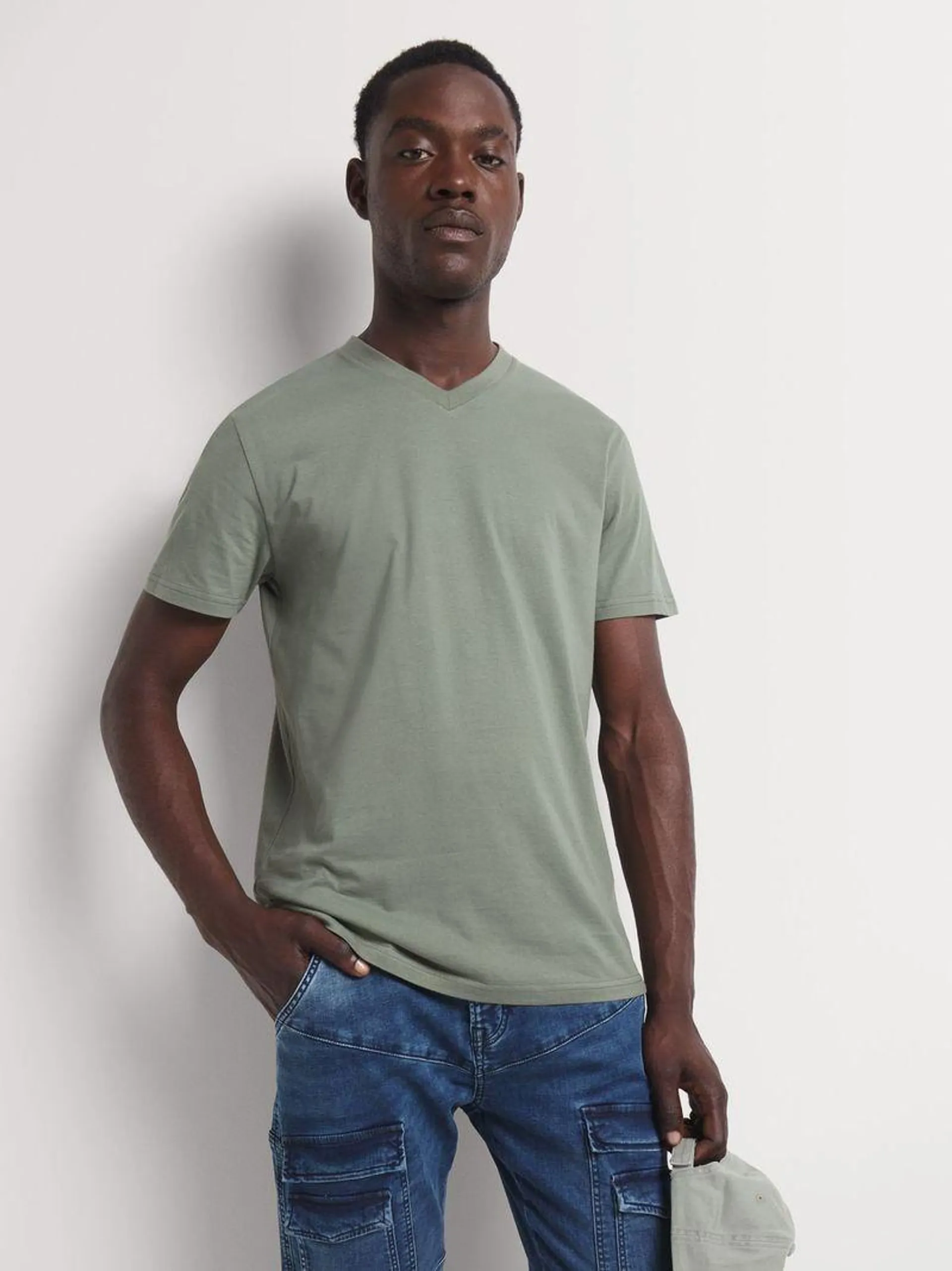 Men's Markham V-Neck Olive Green T-Shirt