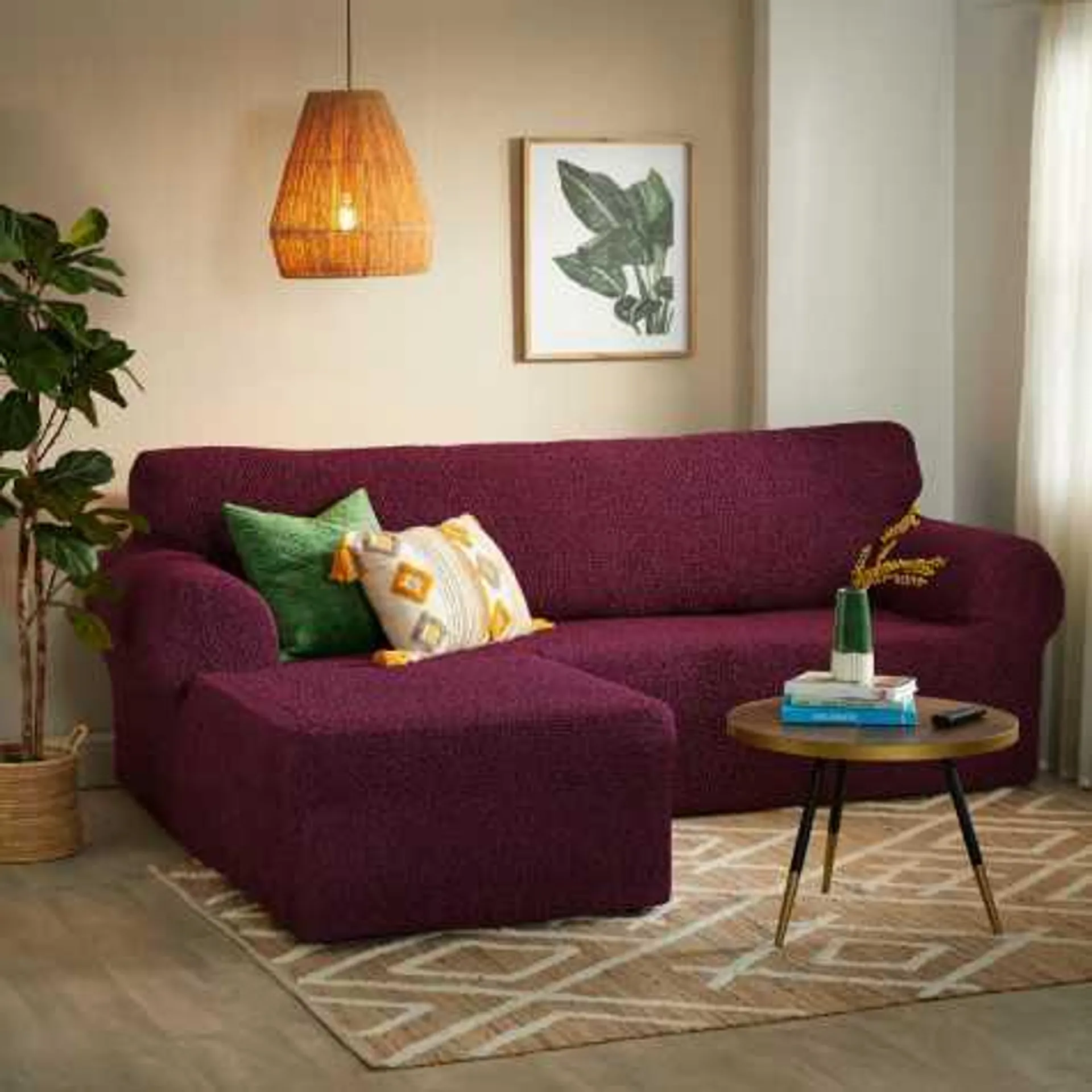 Julia Burgundy Corner Couch Cover