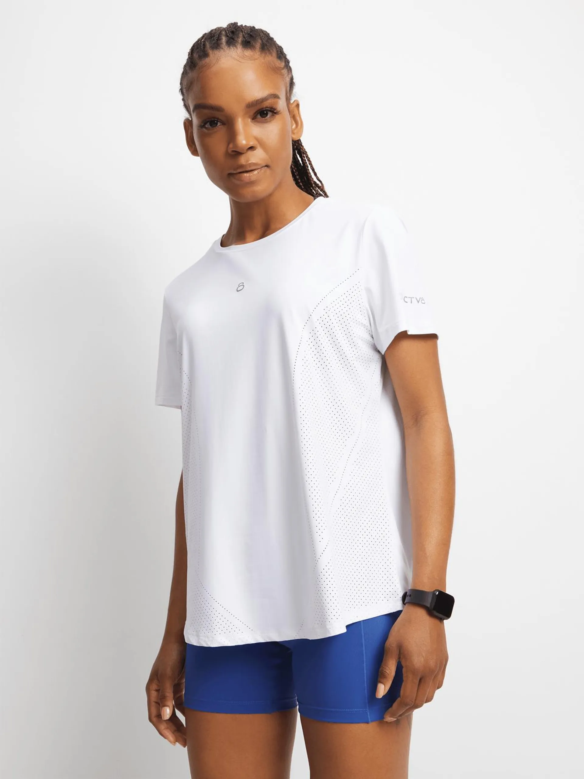 Womens TS-ACTV8 Blaze Performance White Tee