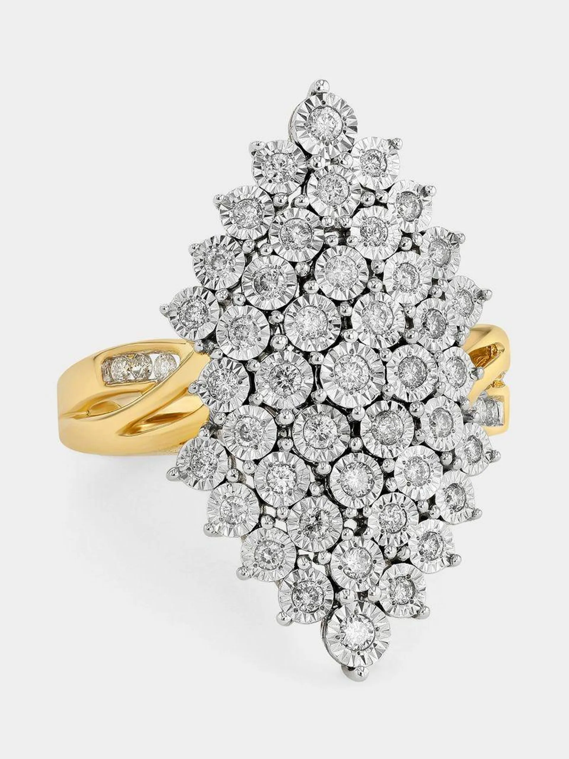 Yellow Gold 0.50ct Diamond Marquise Illusion Ring