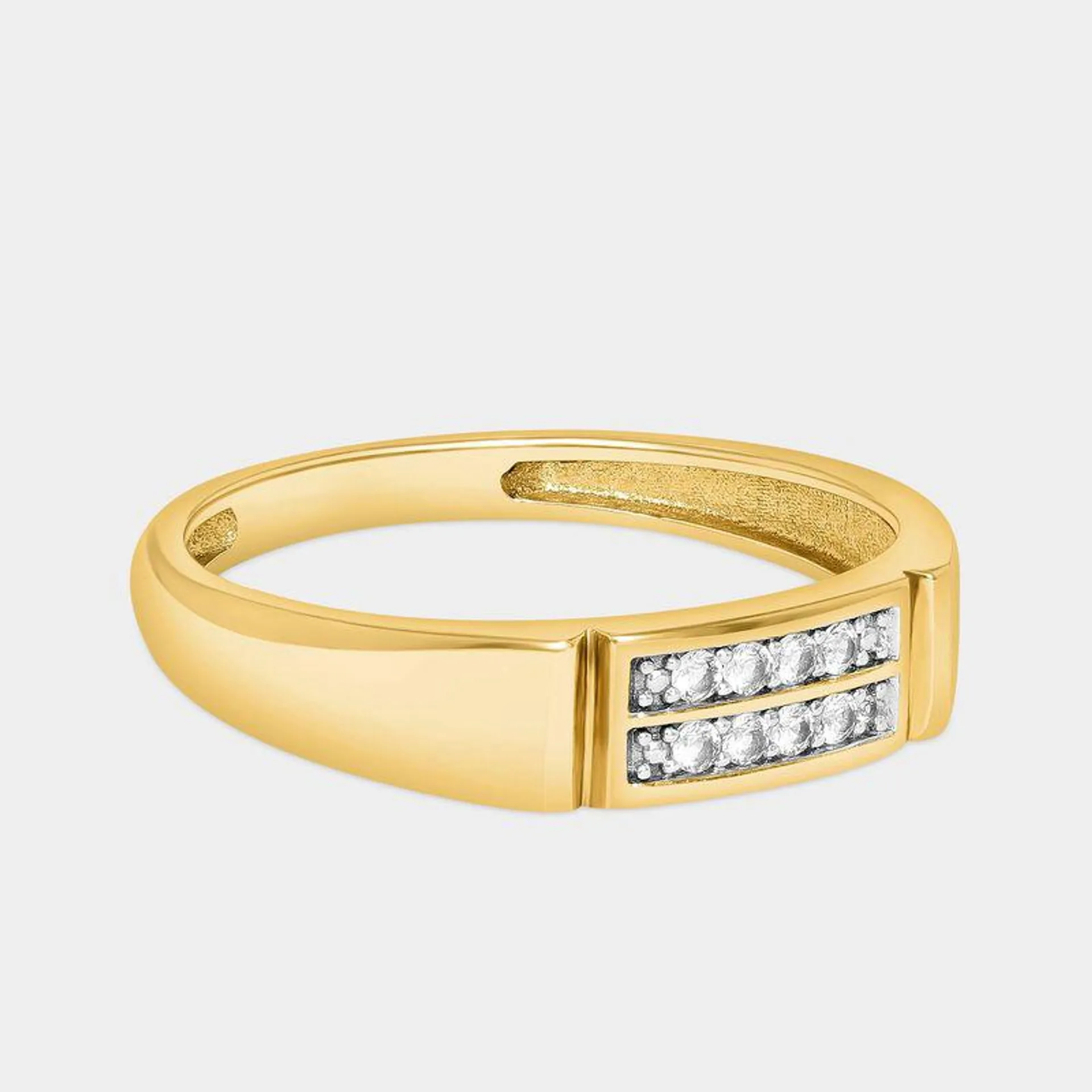 Yellow Gold Diamond Double Channel Ring