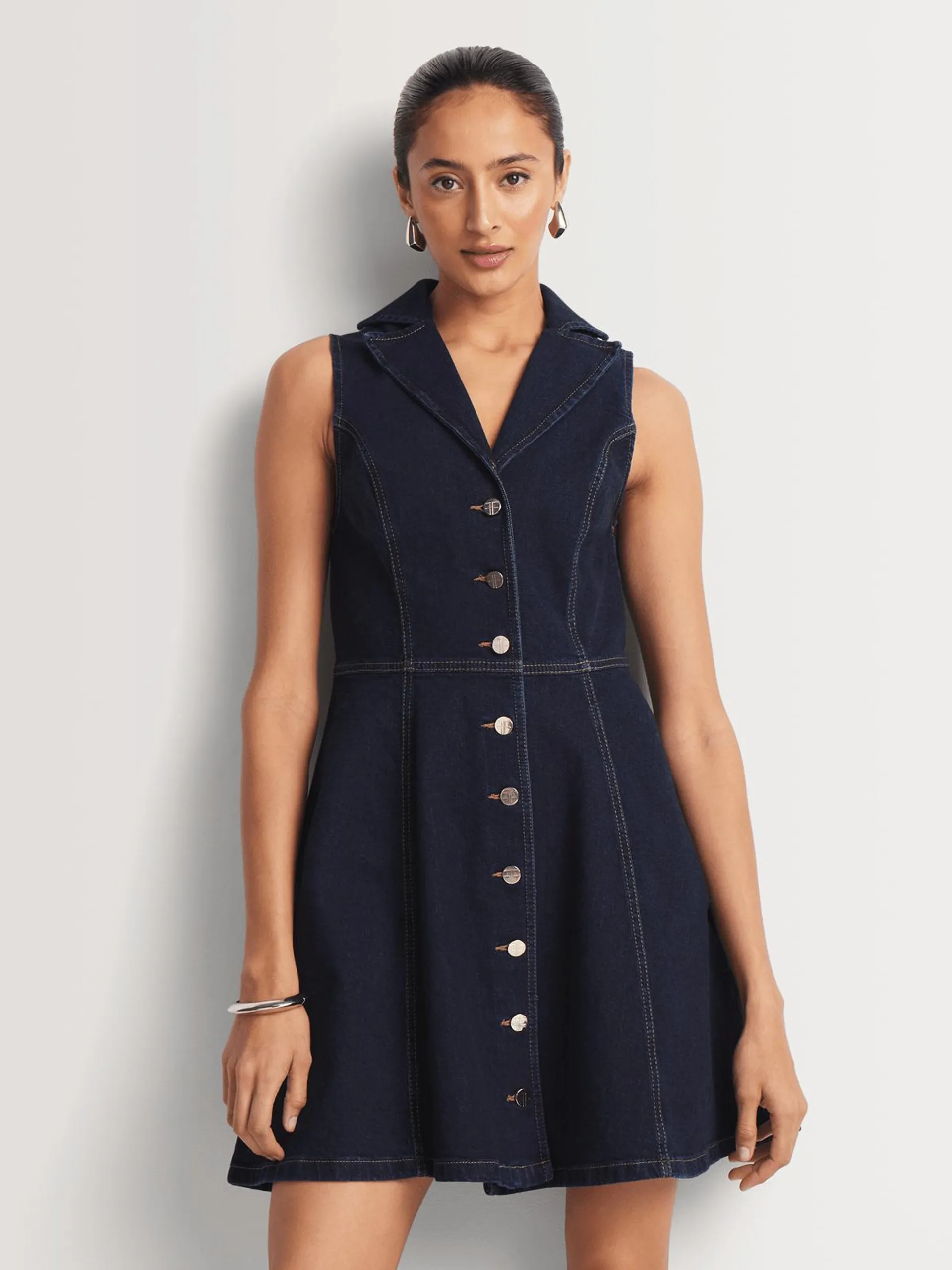 FF Denim Collared Button Through Dress