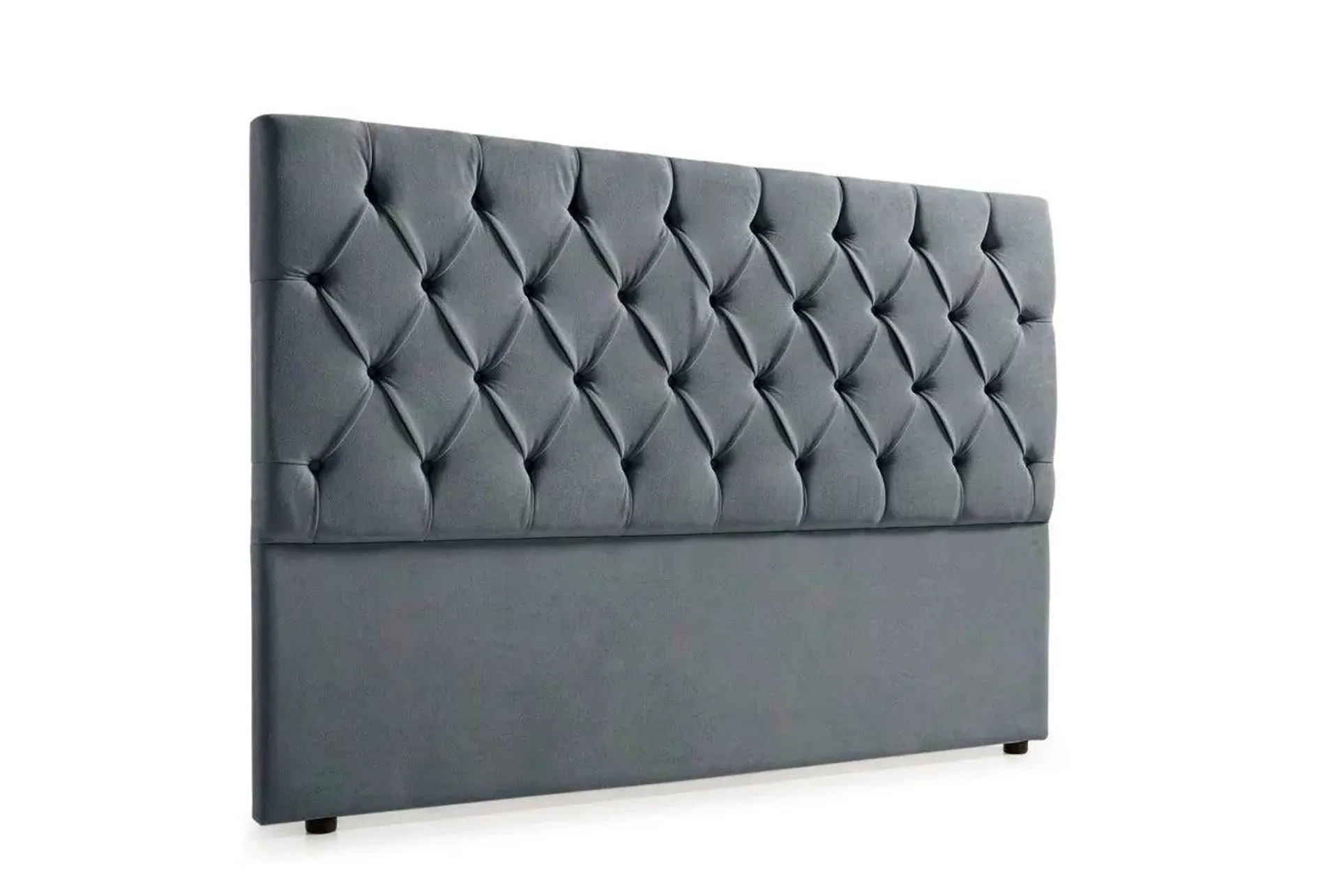 Bella Deep Buttoned Velvet Headboard - Dark Grey - Single