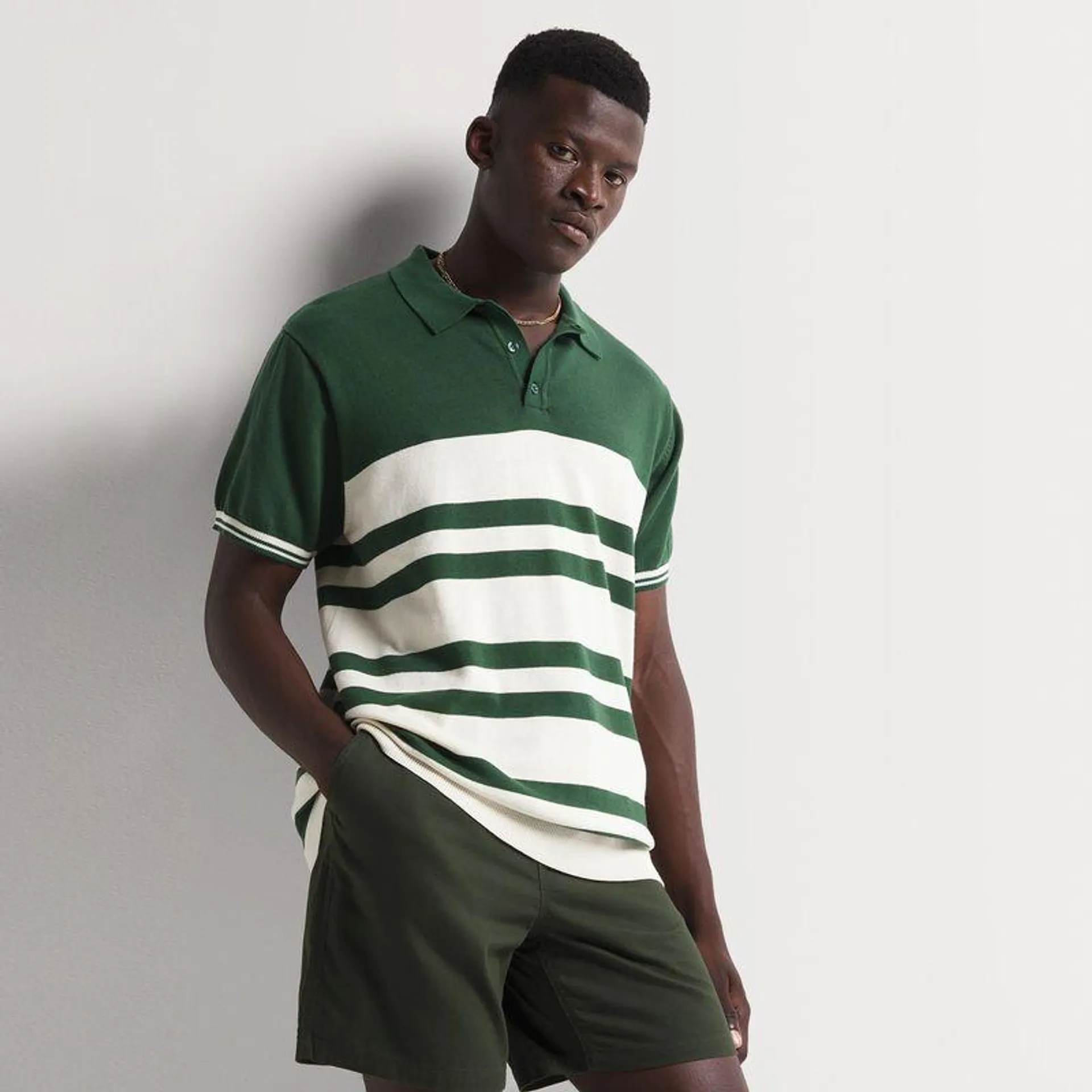 Men's Markham Knitwear Stripe Green/Milk Golfer