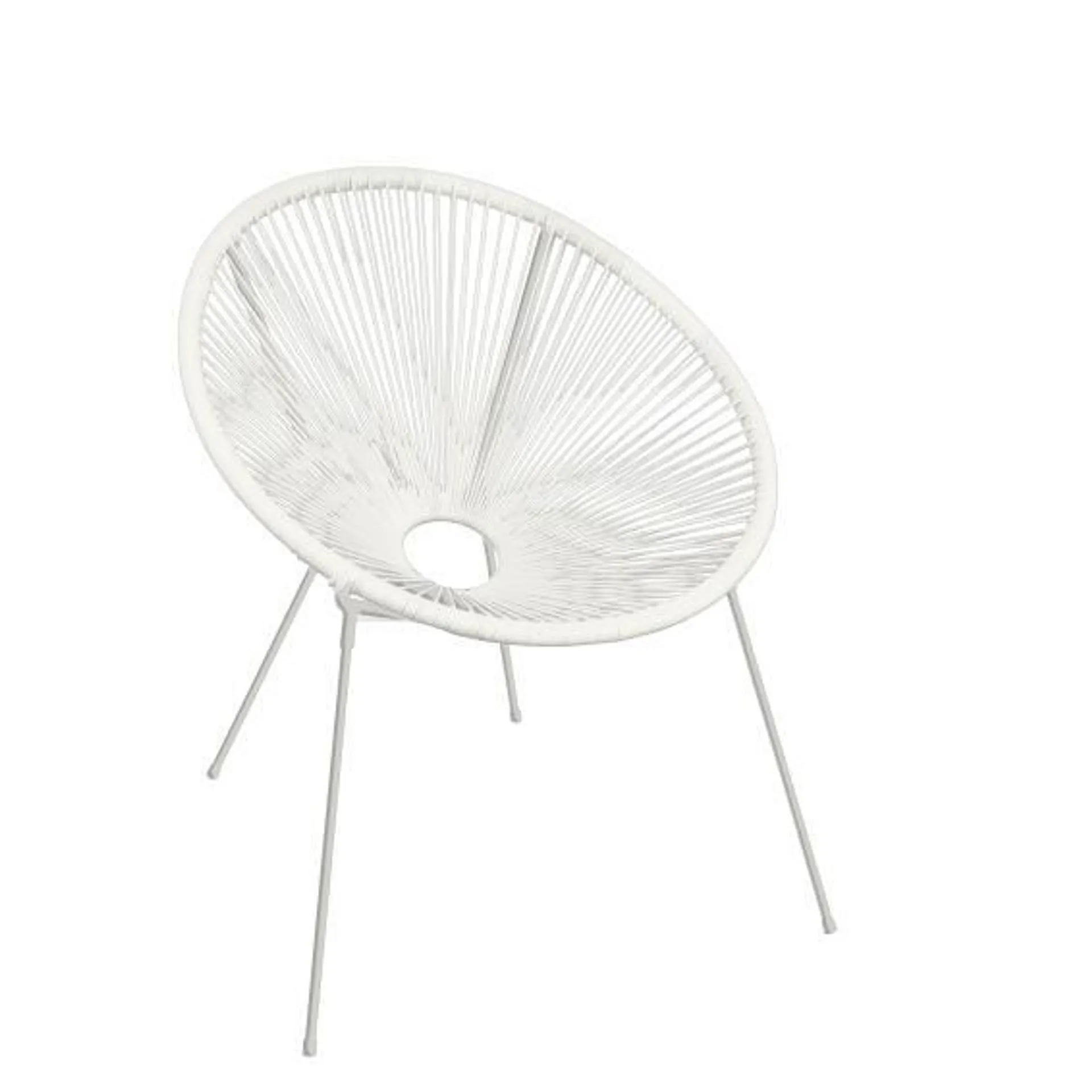 Acapulco Rattan & Steel Round Patio Chair White