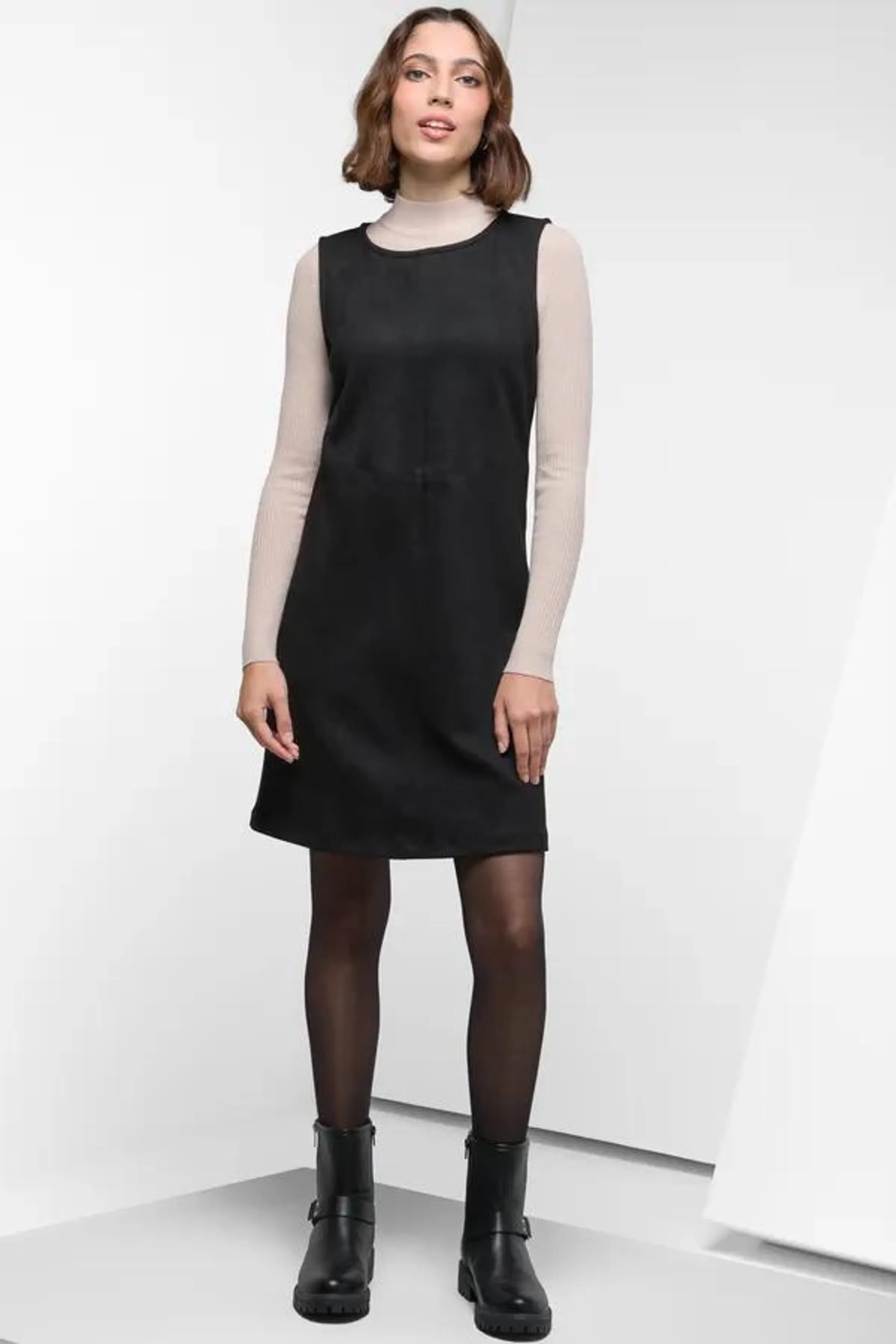 Suede shift dress black