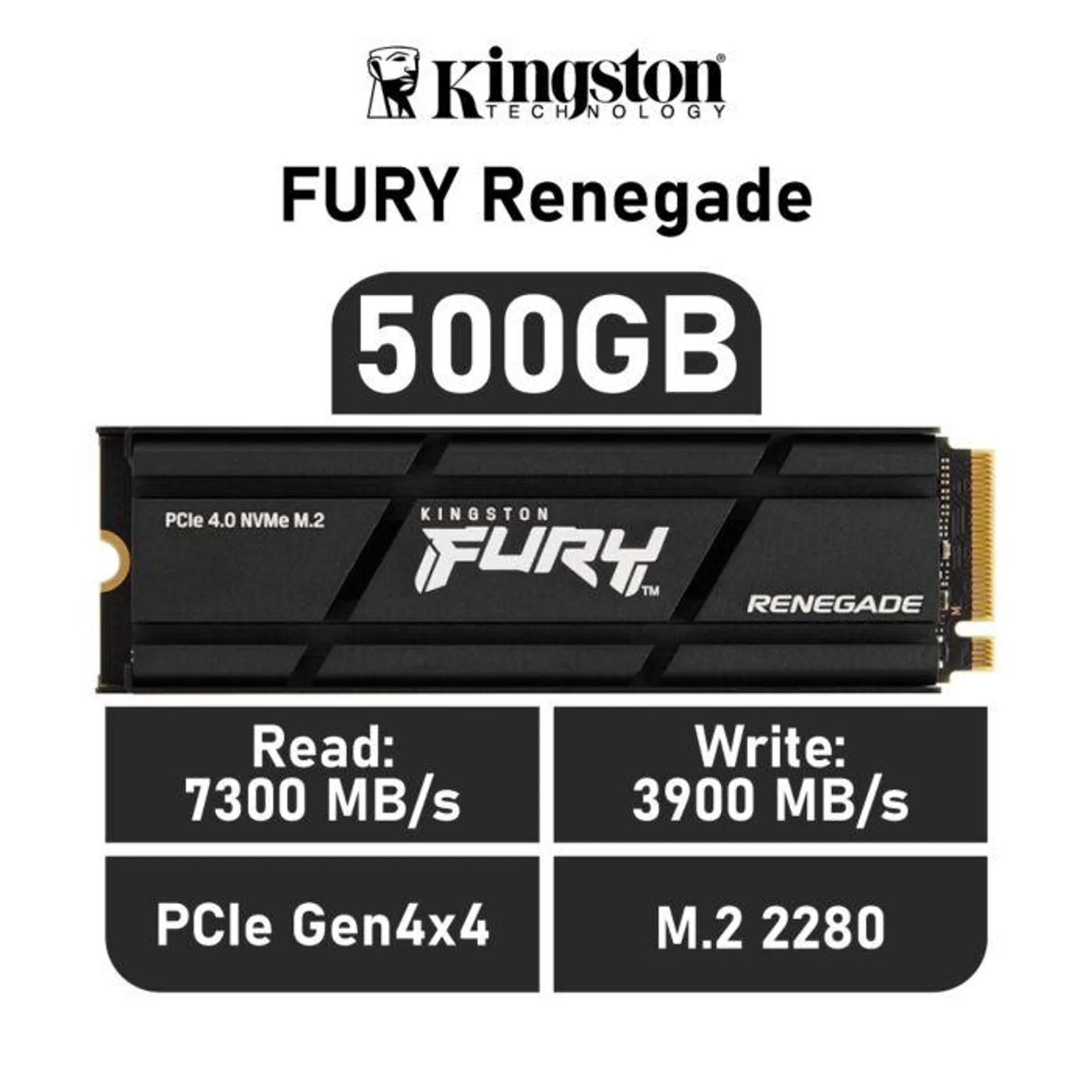 Kingston FURY Renegade 500GB PCIe Gen4x4 SFYRSK/500G M.2 2280 Solid State Drive