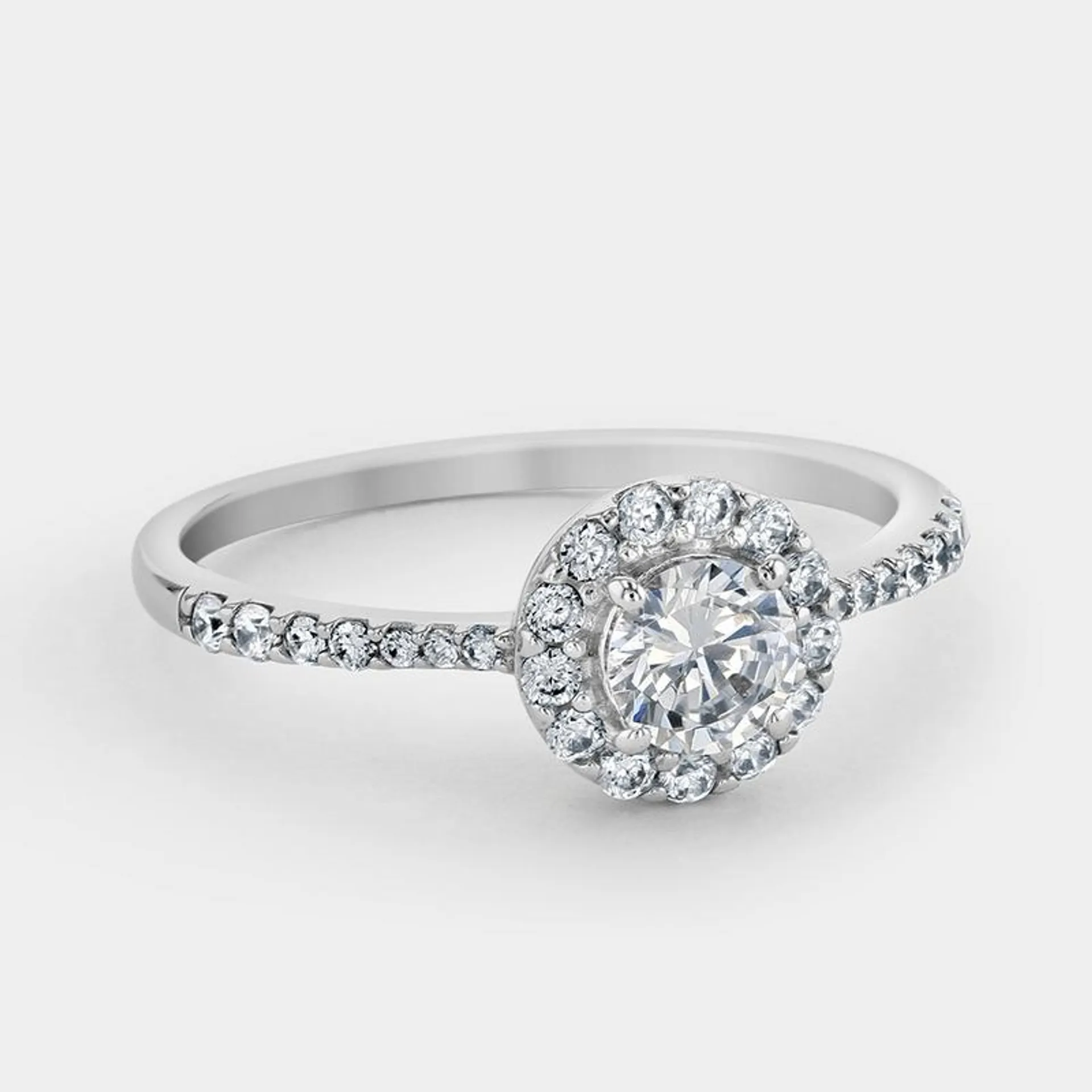 Cheté Sterling Silver Cubic Zirconia Women’s Round Vintage-Style Halo Ring