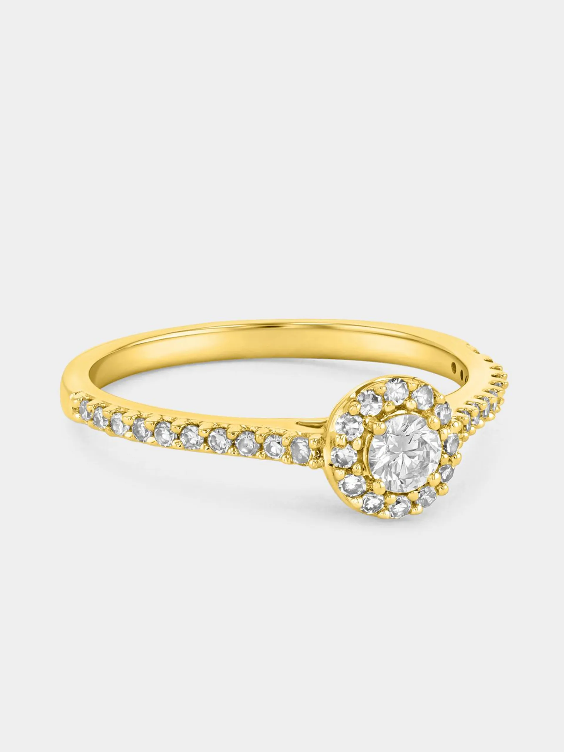 Yellow Gold 0.4ct Lab Grown Diamond Solitaire Halo Ring