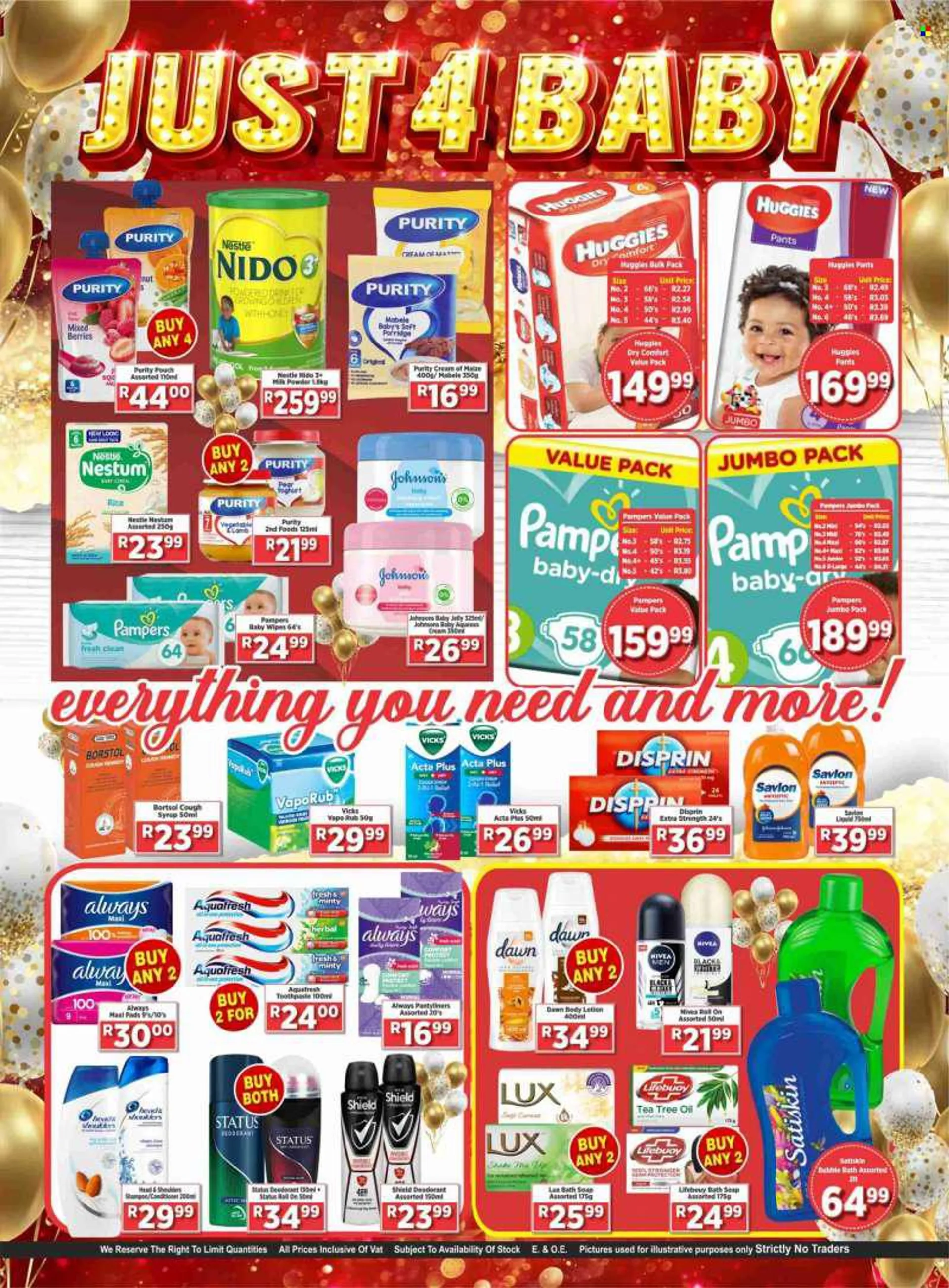 Big Save catalogue  - 28/06/2022 - 09/07/2022 - Sales products - pears, yoghurt, milk, milk powder, shakes, butter, Nestlé, jelly, cereals, porridge, rice, syrup, powder drink, tea, Purity, wipes, Huggies, Pampers, pants, baby wipes, Johnsons, Nivea, Lux,