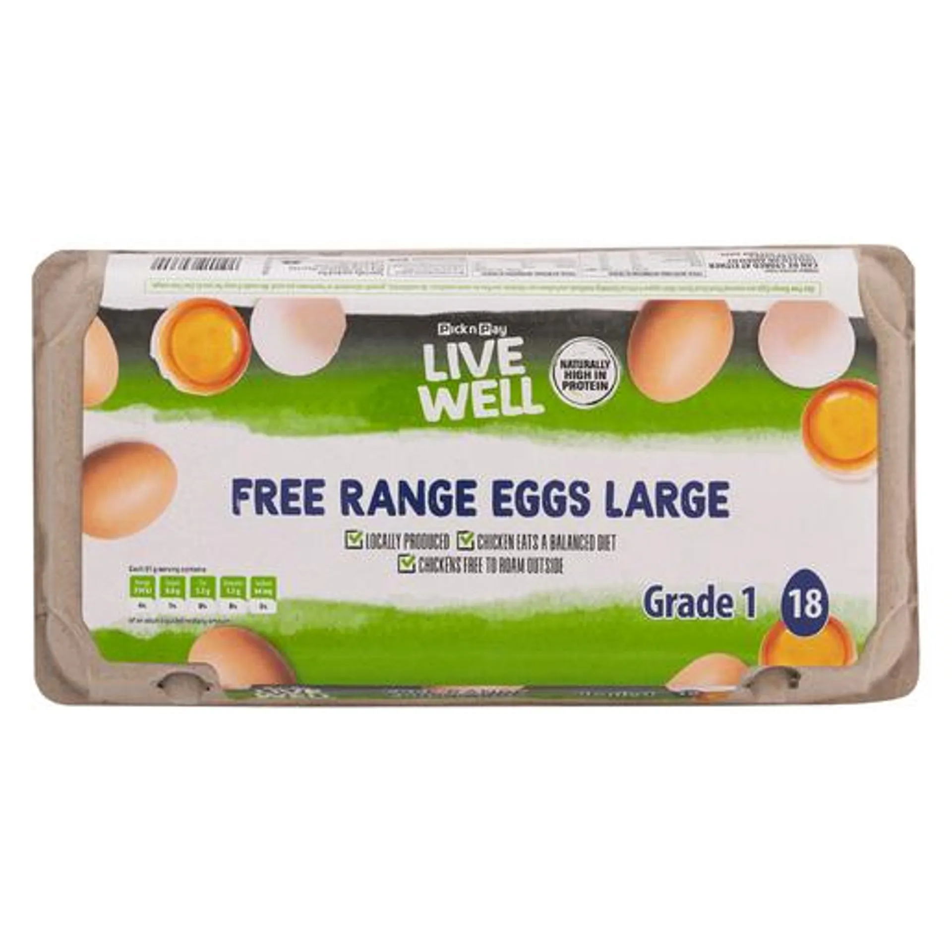 PnP Live Well Free Range Large Eggs 18 Pack