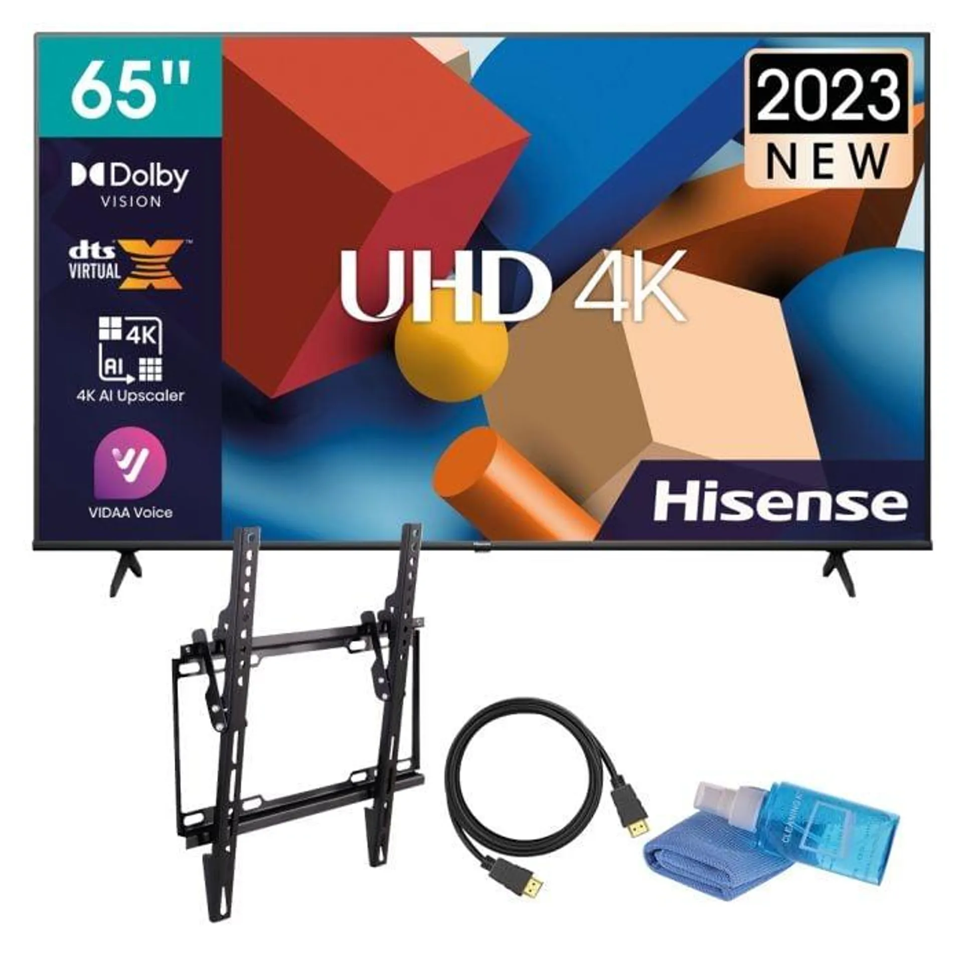 Hisense 65-inch Smart UHD TV 65A6K + Ultralink Tv Bracket bundle 32-70 Tilt