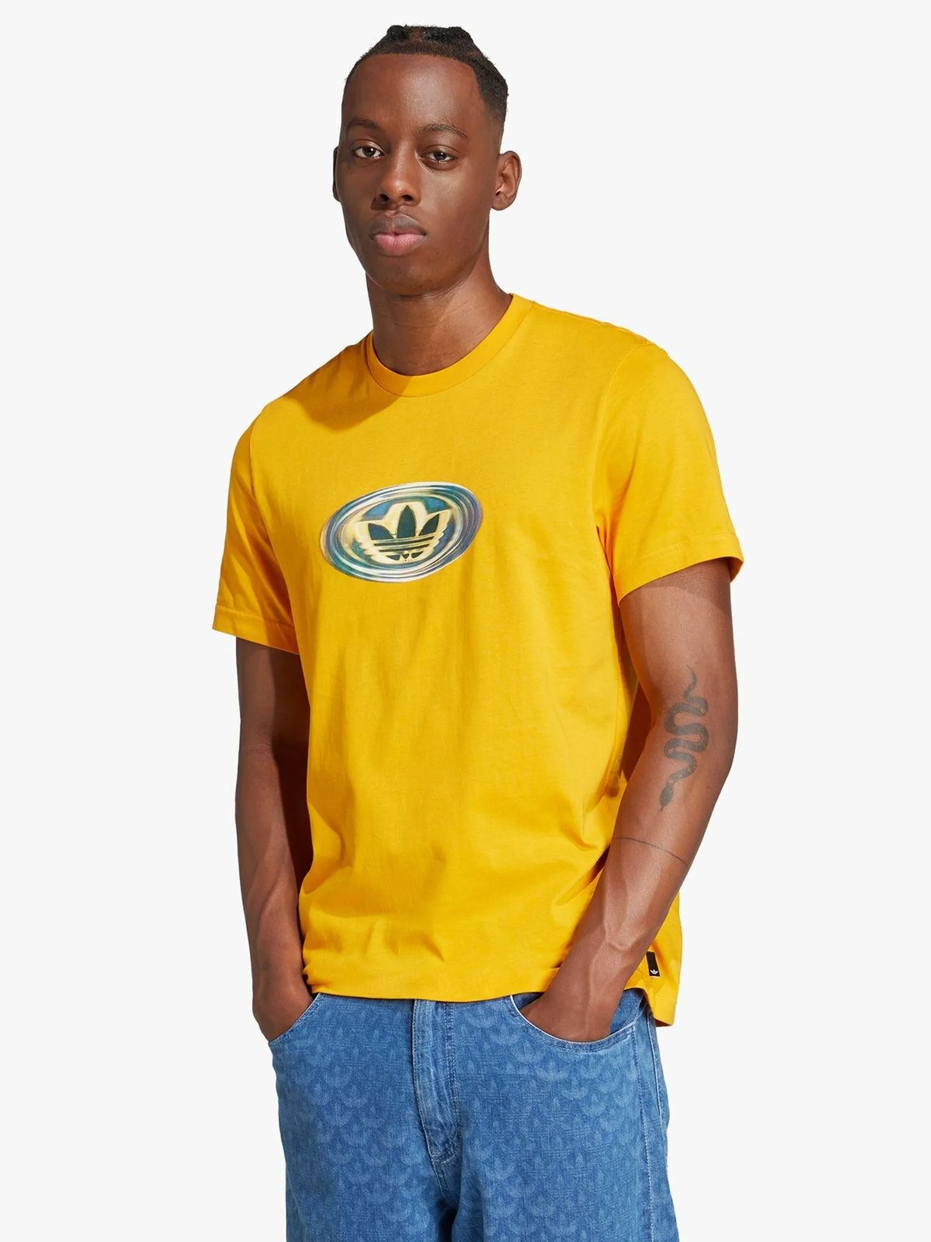 adidas Originals Men's 90s Logo Yellow T-Shirt