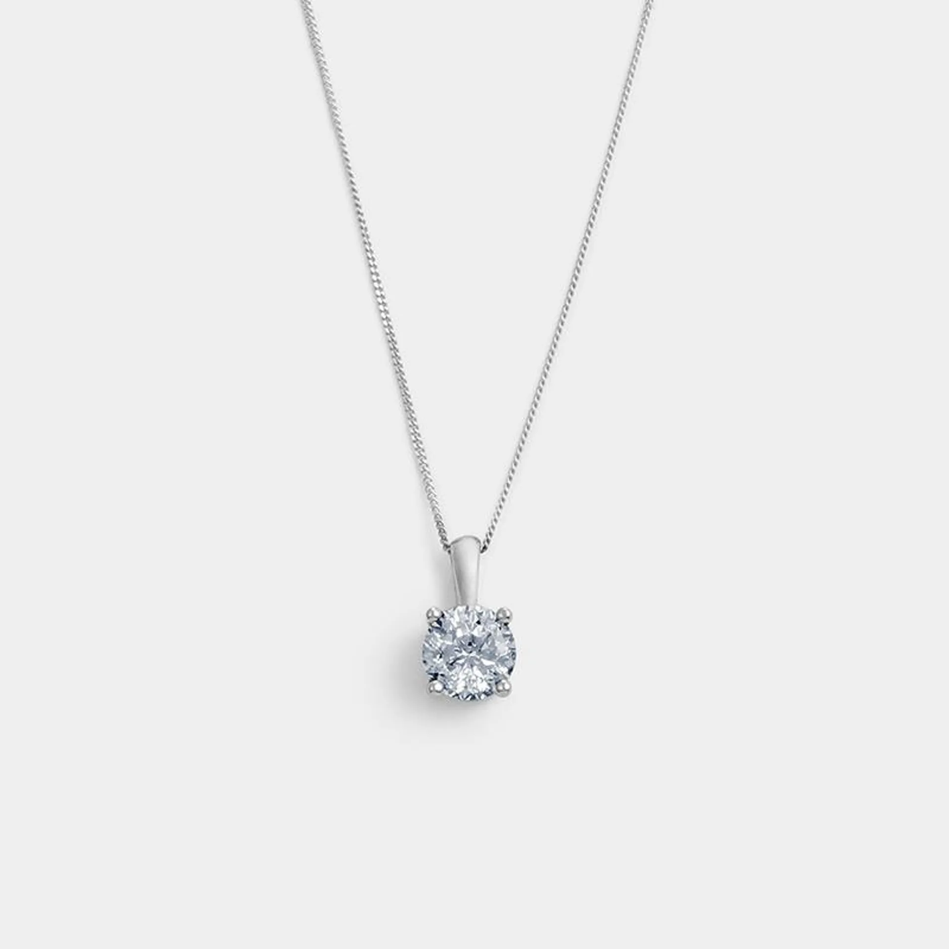 White Gold 1ct Moissanite Women’s Round Pendant