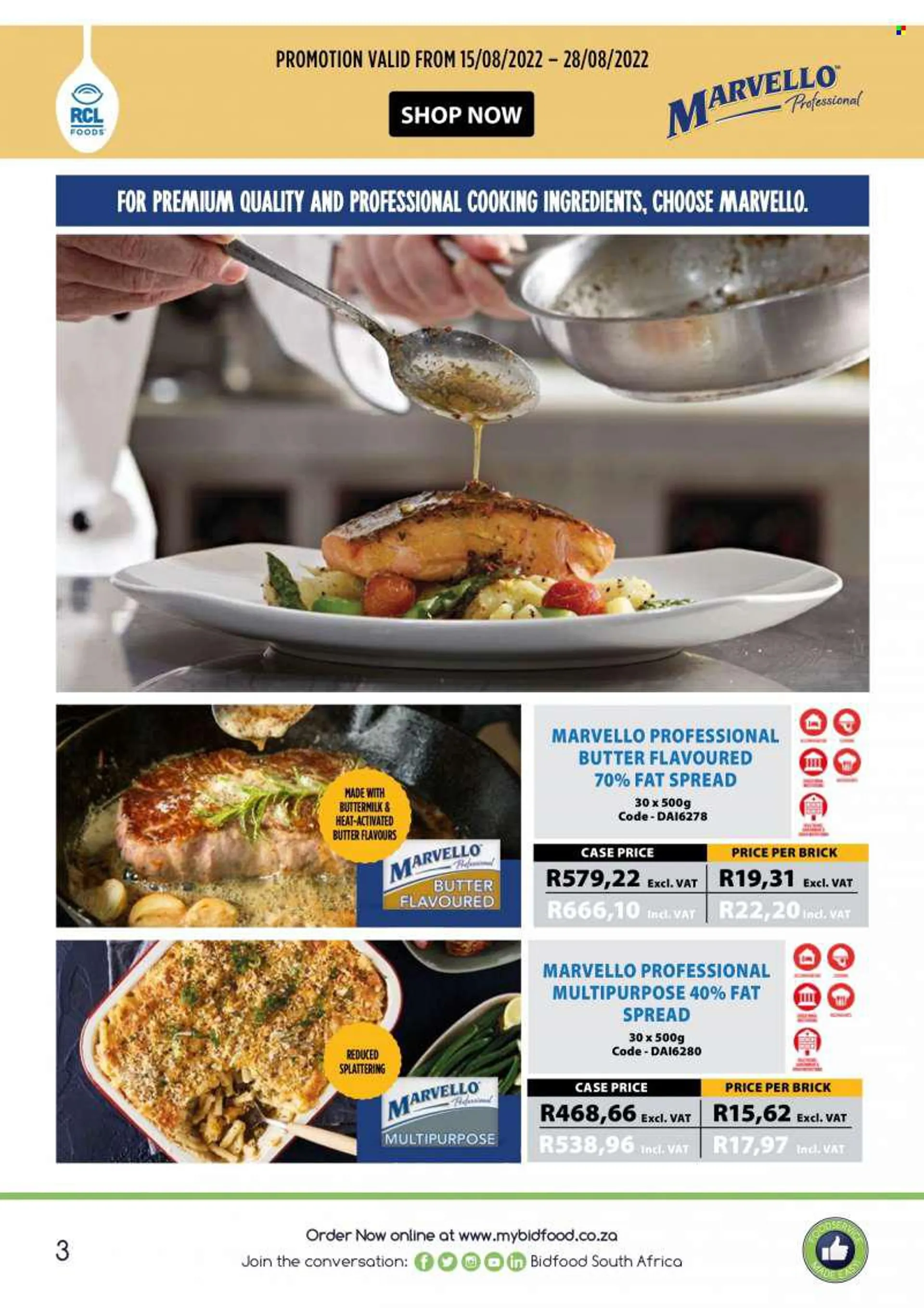 Bidfood catalogue  - 15/08/2022 - 28/08/2022 - Sales products - fat spread. Page 3.
