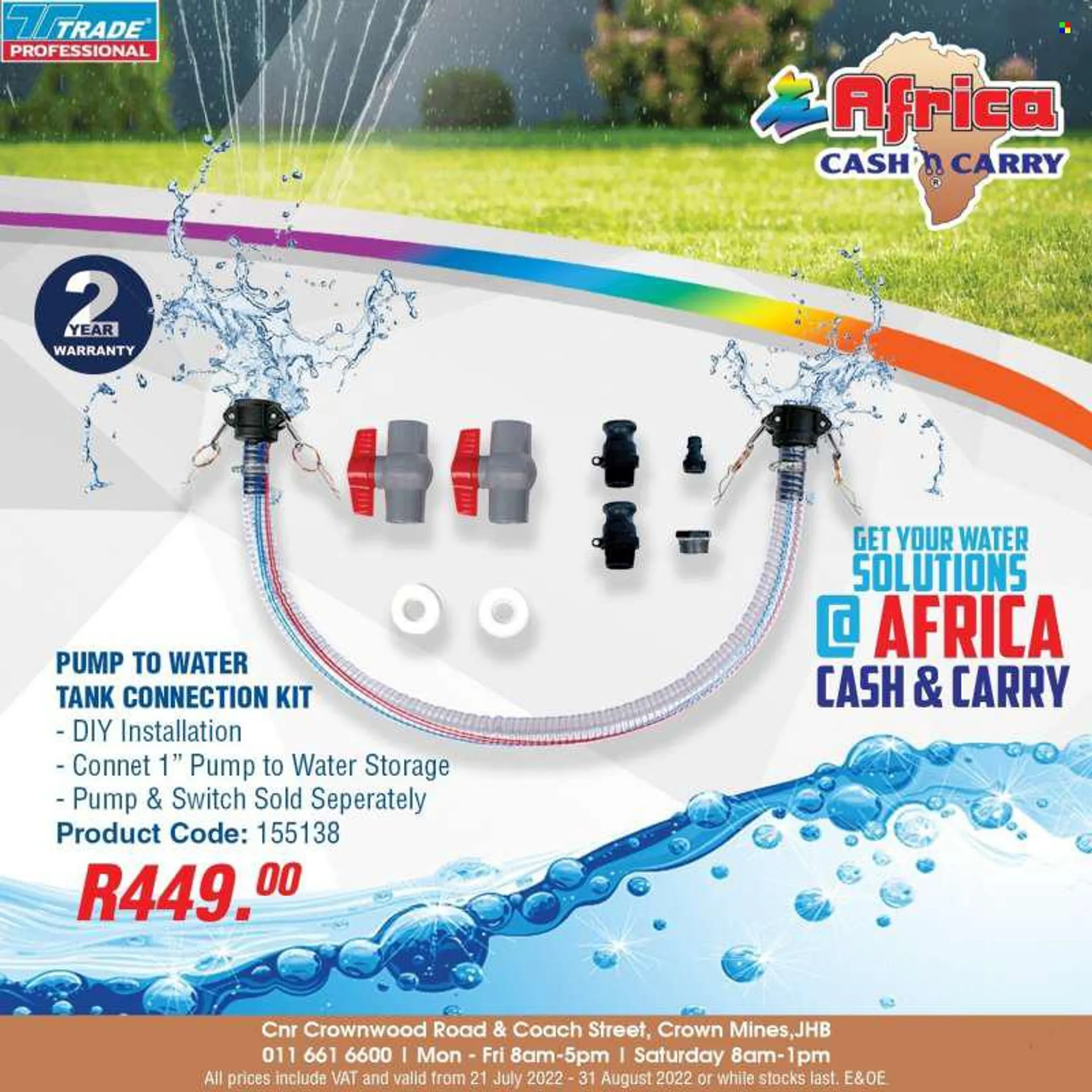 Africa Cash &amp; Carry catalogue  - 21/07/2022 - 31/08/2022 - Sales products - water tank, switch, tank. Page 2.