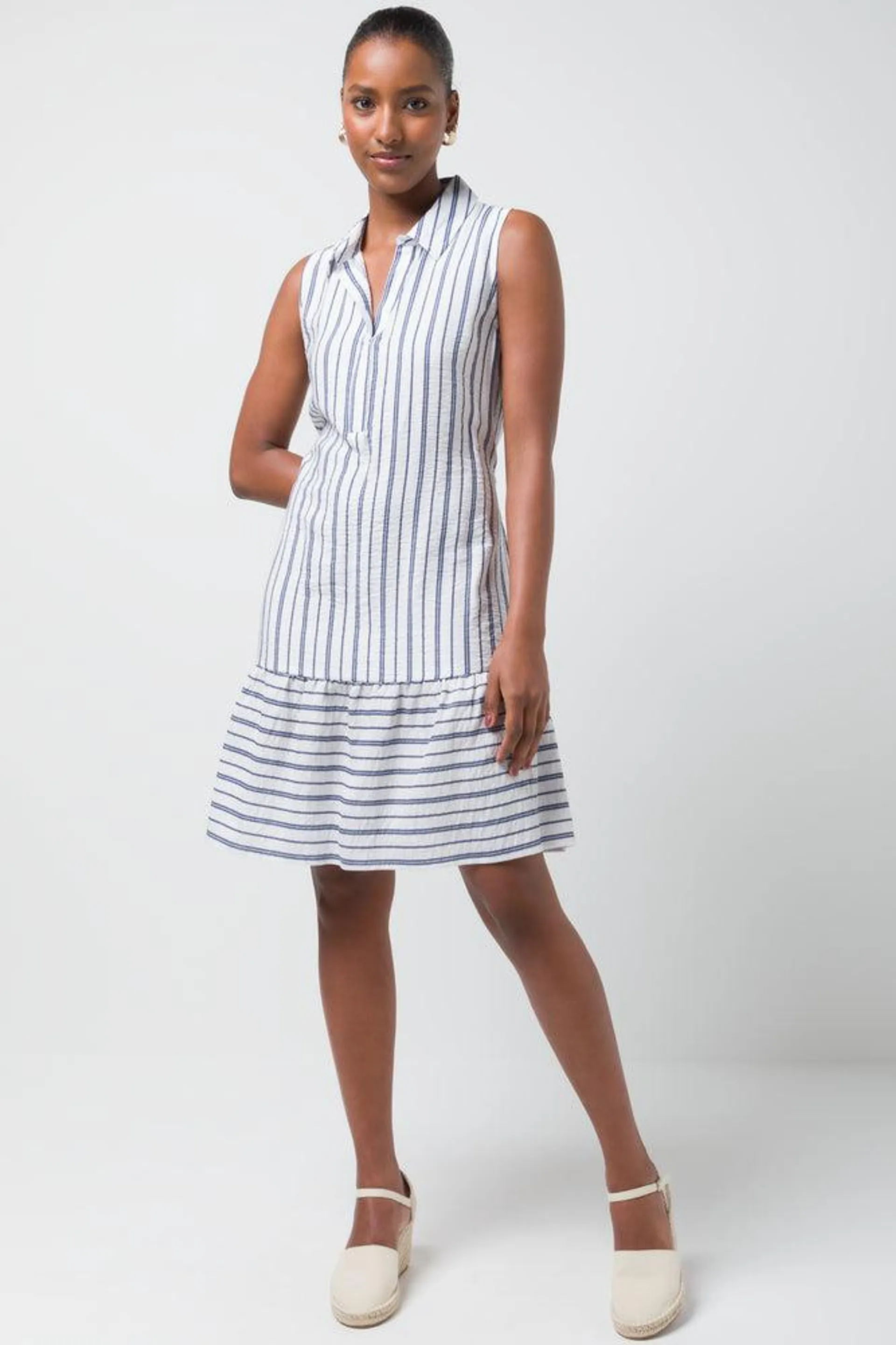 Strappy Midi Dress Blue & White