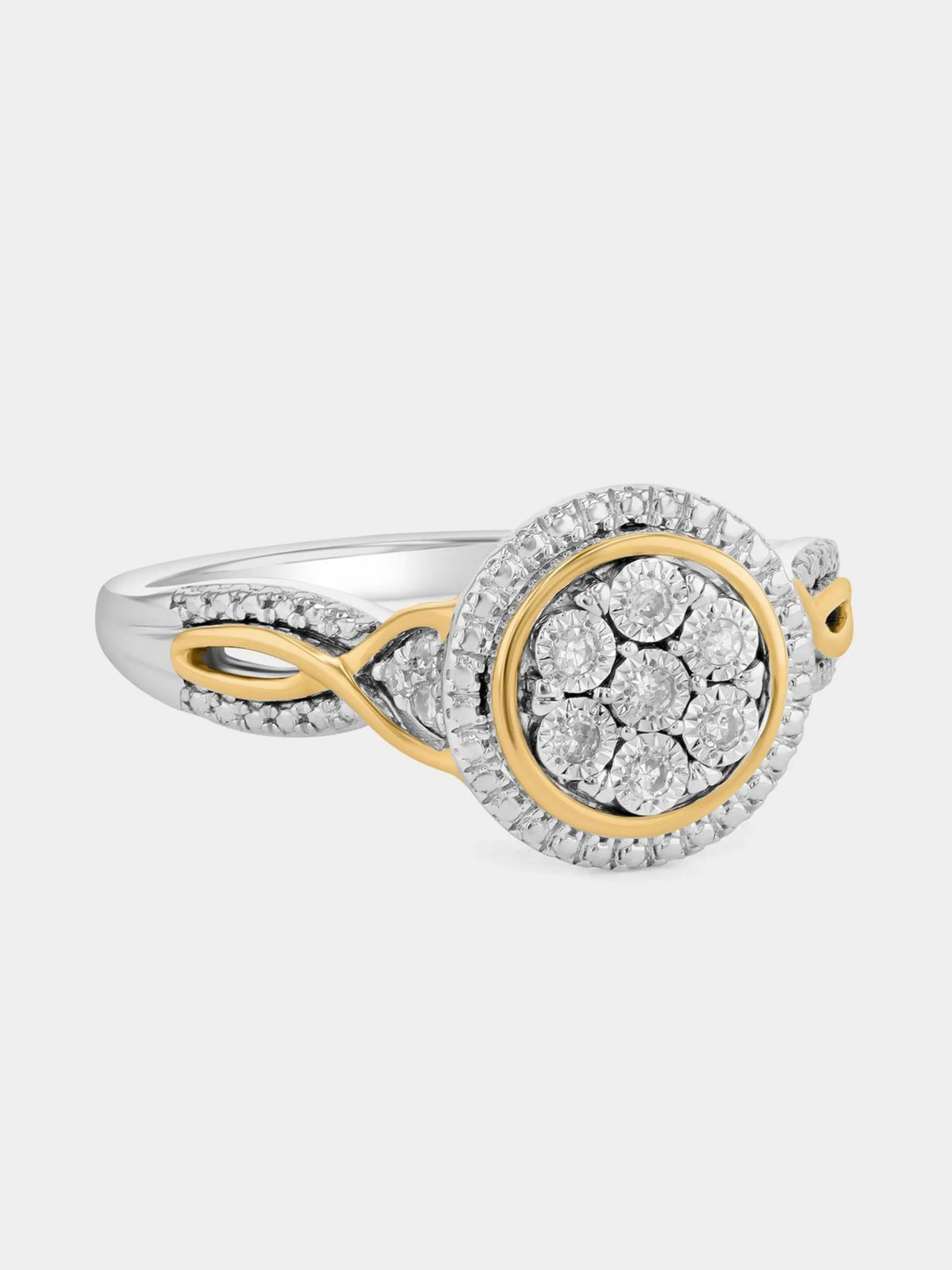 Yellow Gold & Sterling Silver Lab Grown Diamond Round Infinity Ring