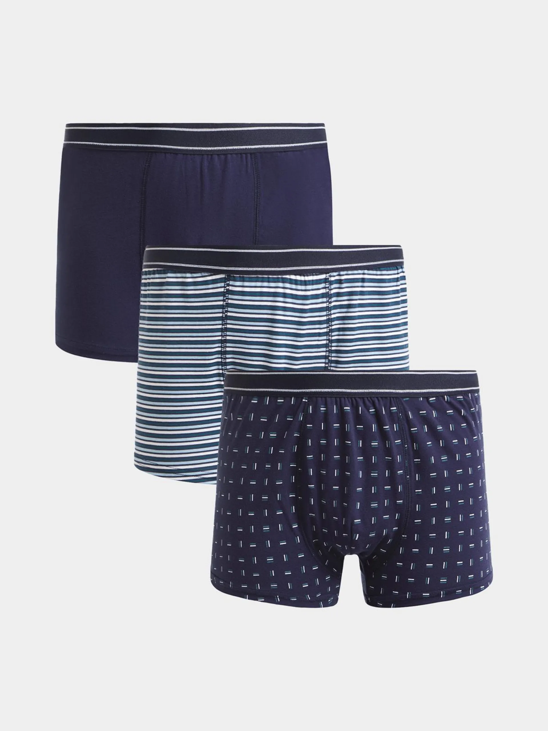 Jet Men's Multicolour Blue 3 Pack Trunks