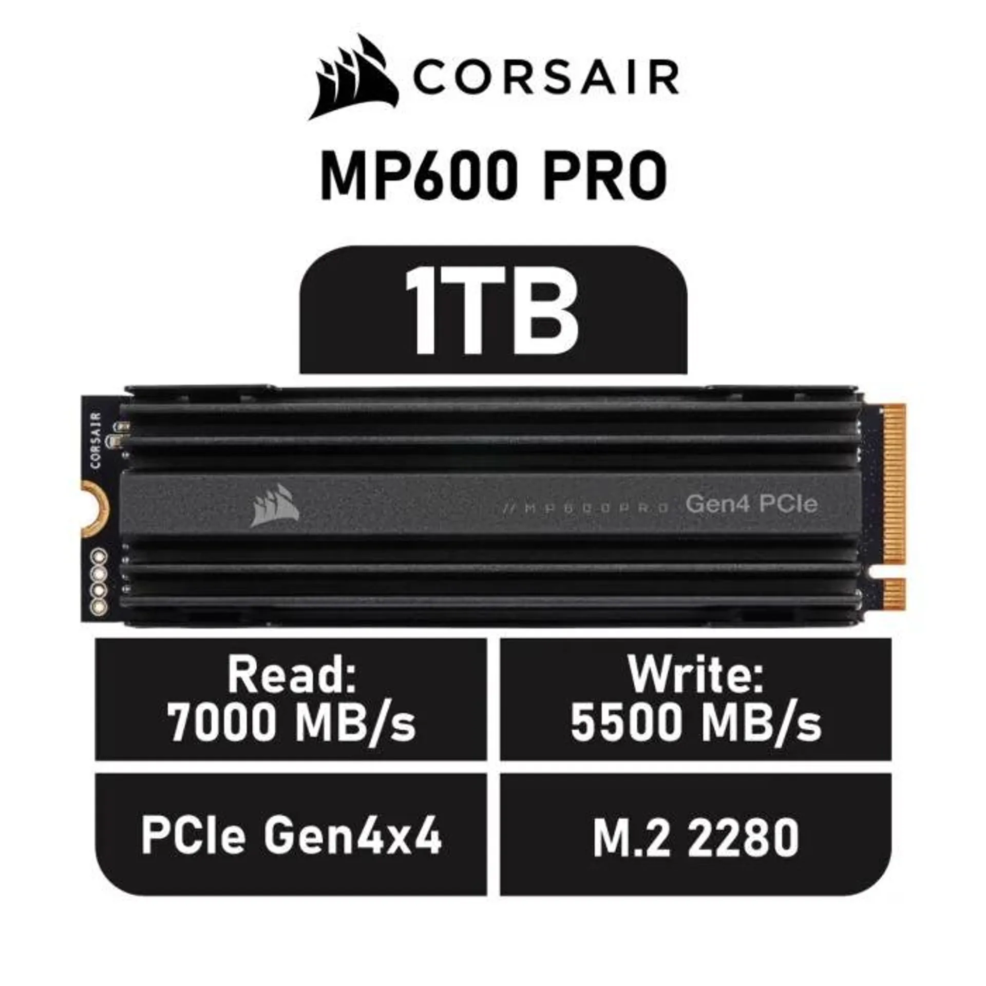 CORSAIR MP600 PRO 1TB PCIe Gen4x4 CSSD-F1000GBMP600PRO M.2 2280 Solid State Drive