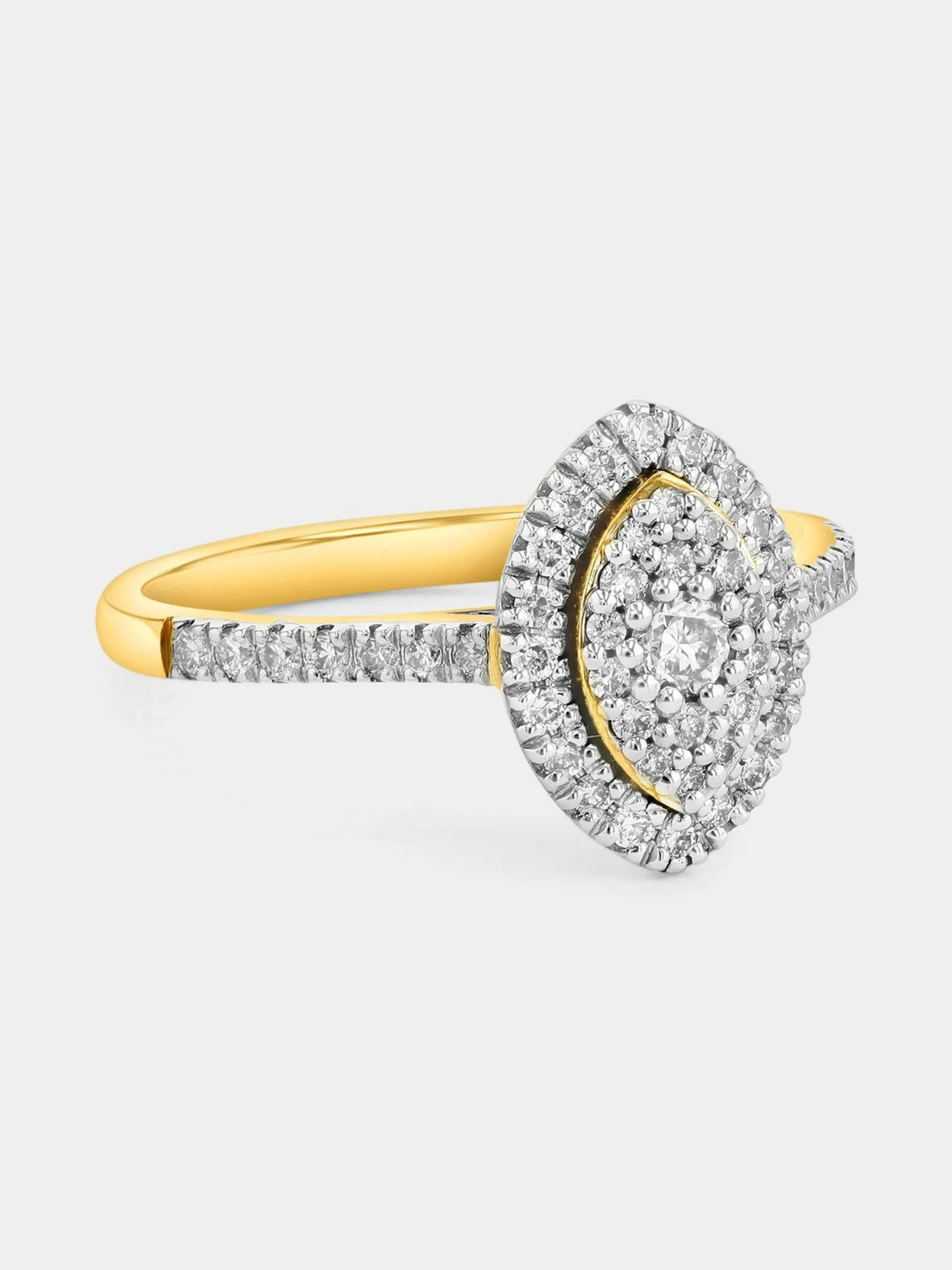 Yellow Gold 0.50ct Diamond Marquise Halo Ring