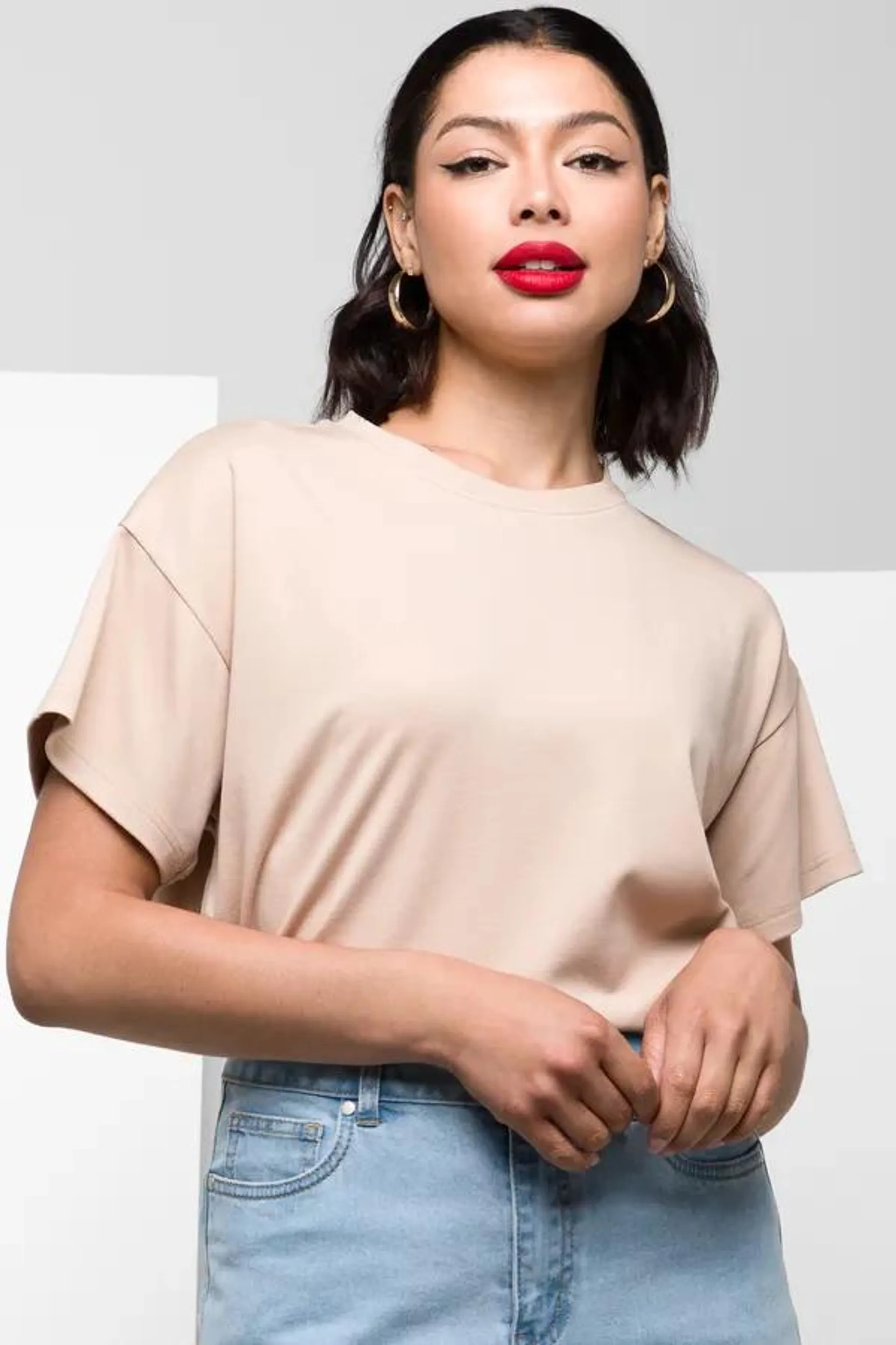 Boxy short sleeve t-shirt natural