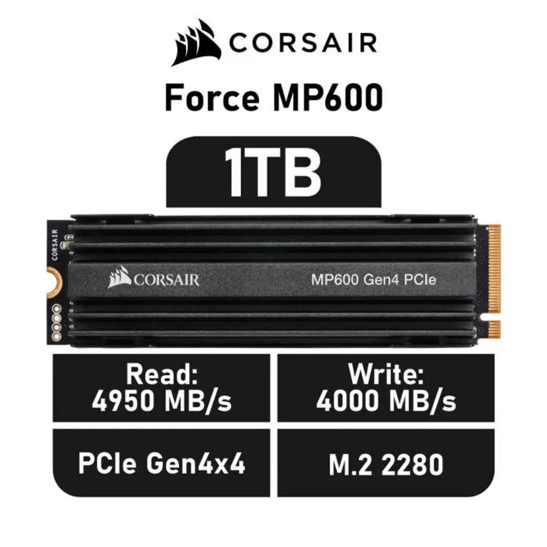 CORSAIR Force MP600 1TB PCIe Gen4x4 CSSD-F1000GBMP600R2 M.2 2280 Solid State Drive