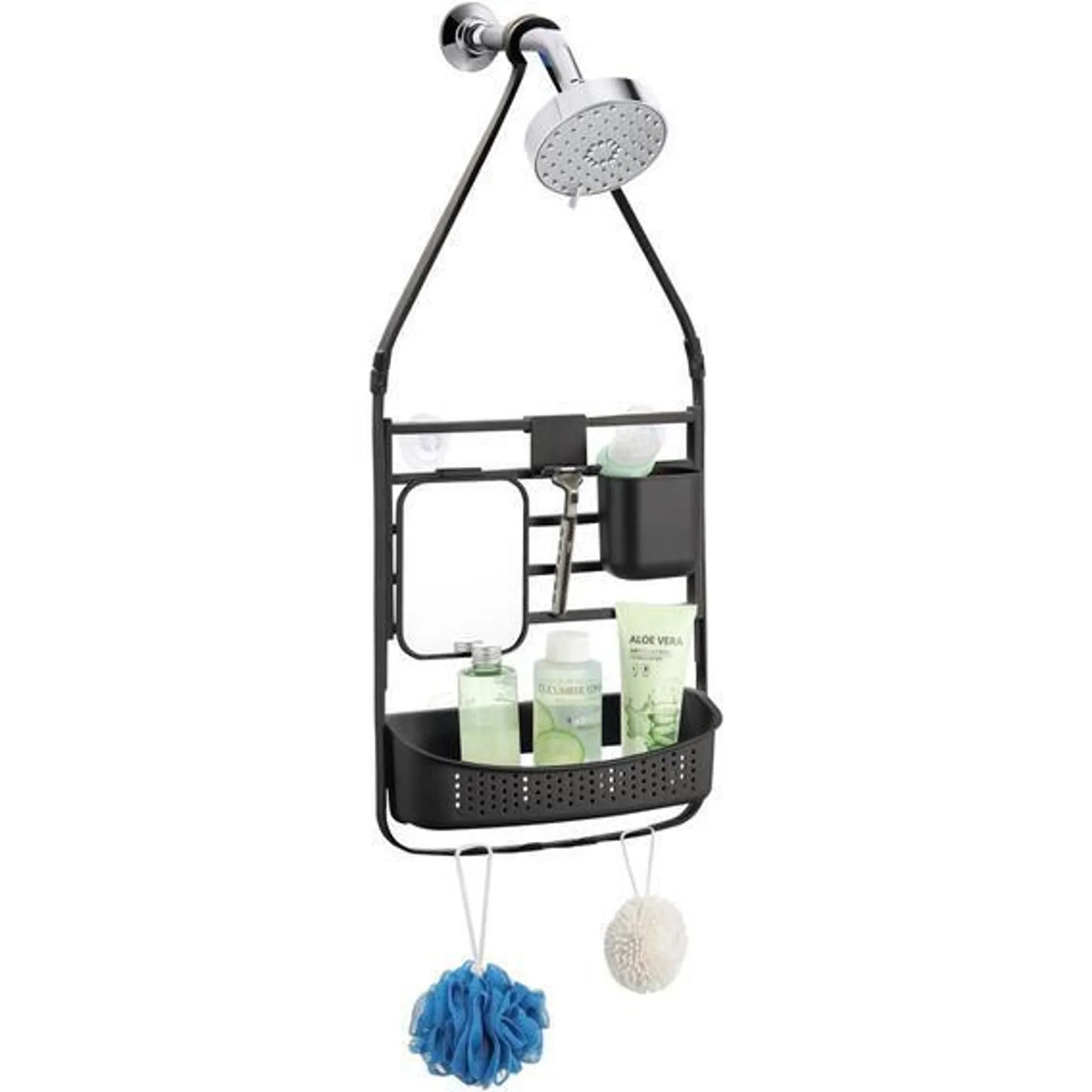 BATHROOM BASICS LARGE SHOWER CADDY BLACK EA